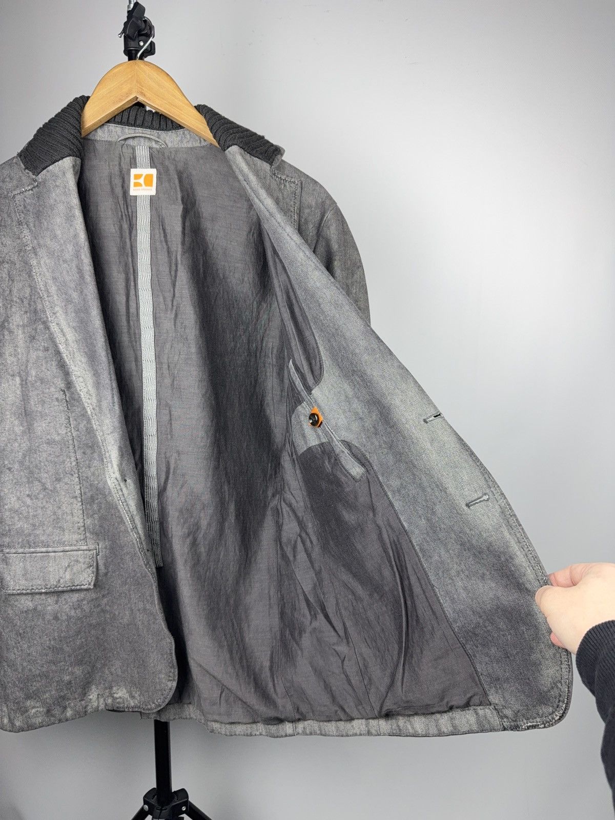 Hugo Boss 00s Luxury Boss Orange Washed Grey Casual Tailored Blazer M Size 38R - 11 Thumbnail