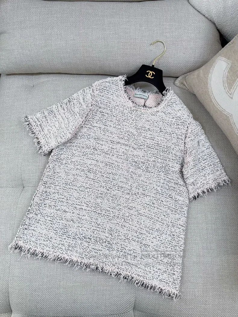 Balenciaga Pink Mixed Color Knitted Long Sleeve Shirt