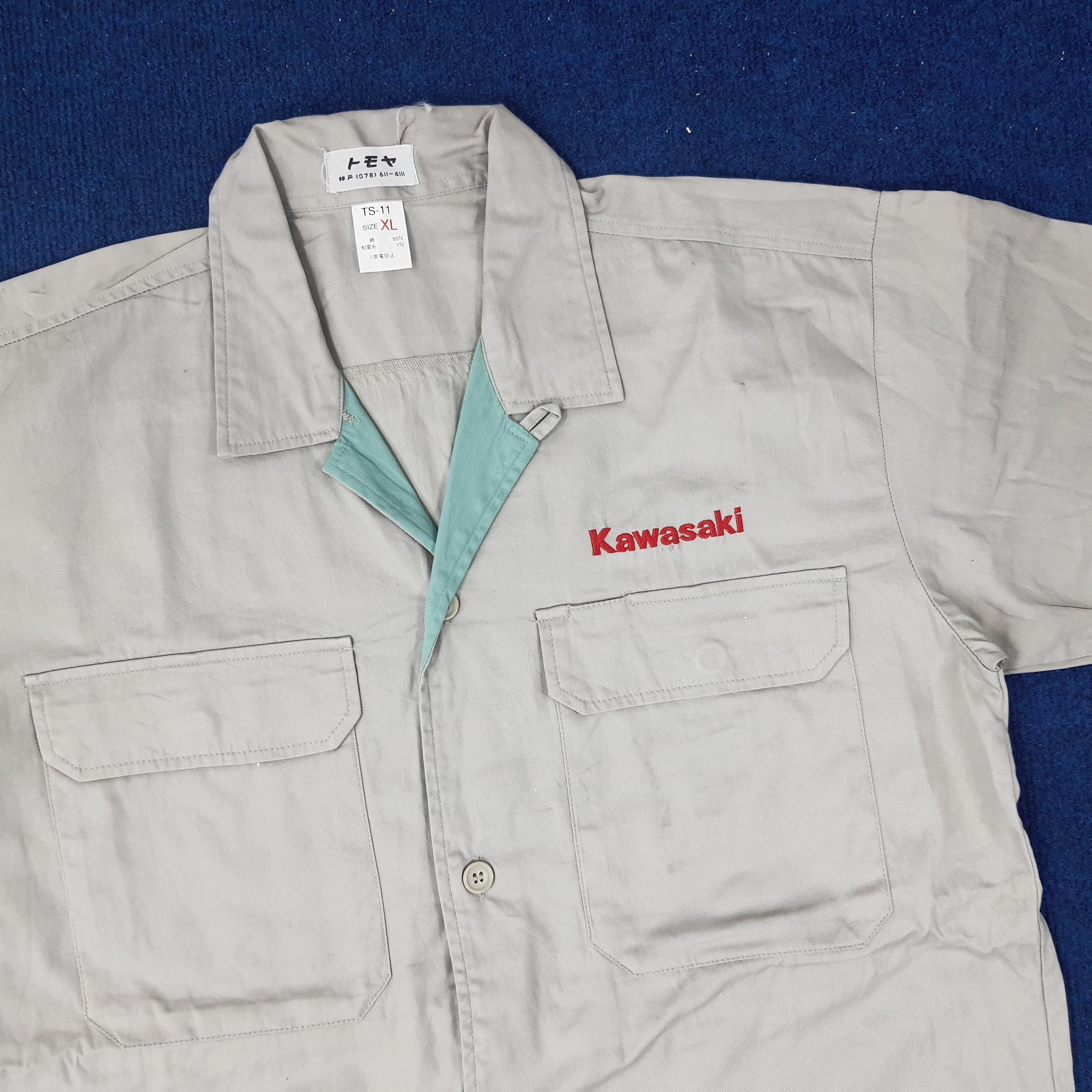 Japanese Brand × Vintage Vintage Kawasaki Japan Brand Racing Biker Work Shirt C219N55 Size US M / EU 48-50 / 2 - 2 Thumbnail