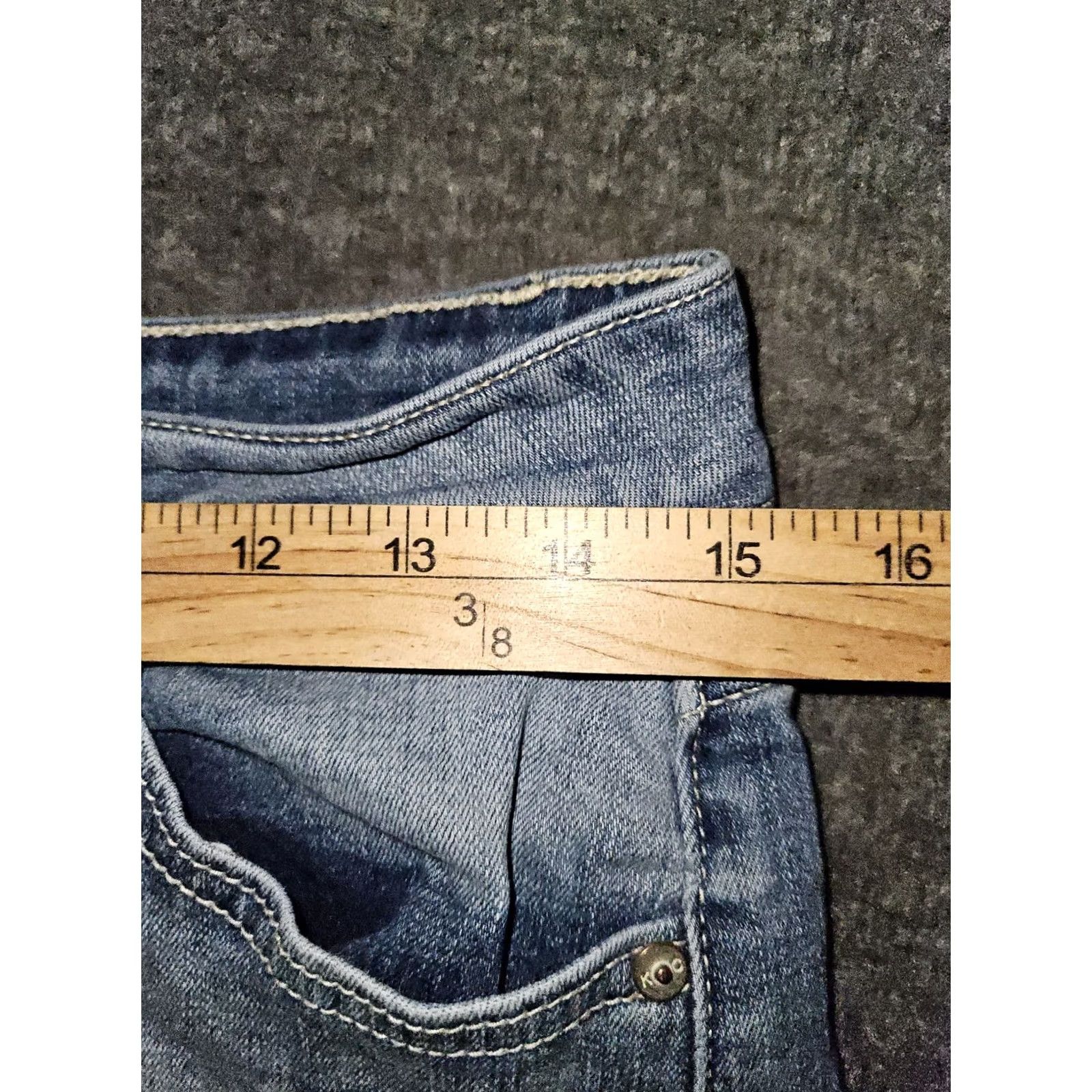 Vintage Kancan Jeans Women's Blue Mid Rise Skinny Ankle Stretch Frayed Hem Preppy Size 30" / US 8 / IT 44 - 4 Thumbnail