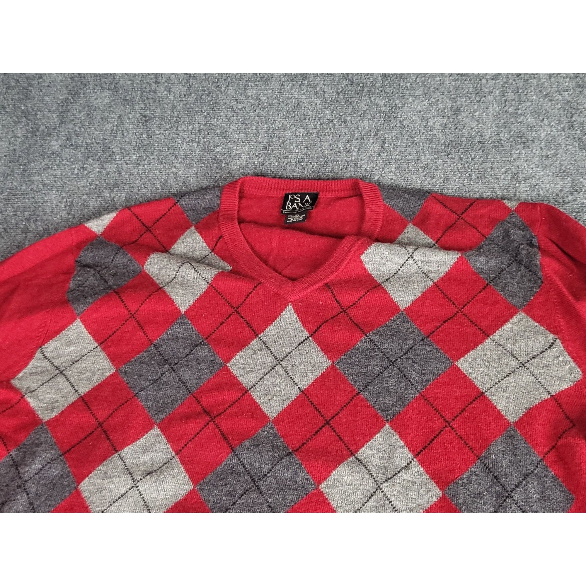 Jos. A. Bank Jos. A Bank Lambswool Blend Argyle Crewneck Sweater Mens L R Size US L / EU 52-54 / 3 - 2 Thumbnail