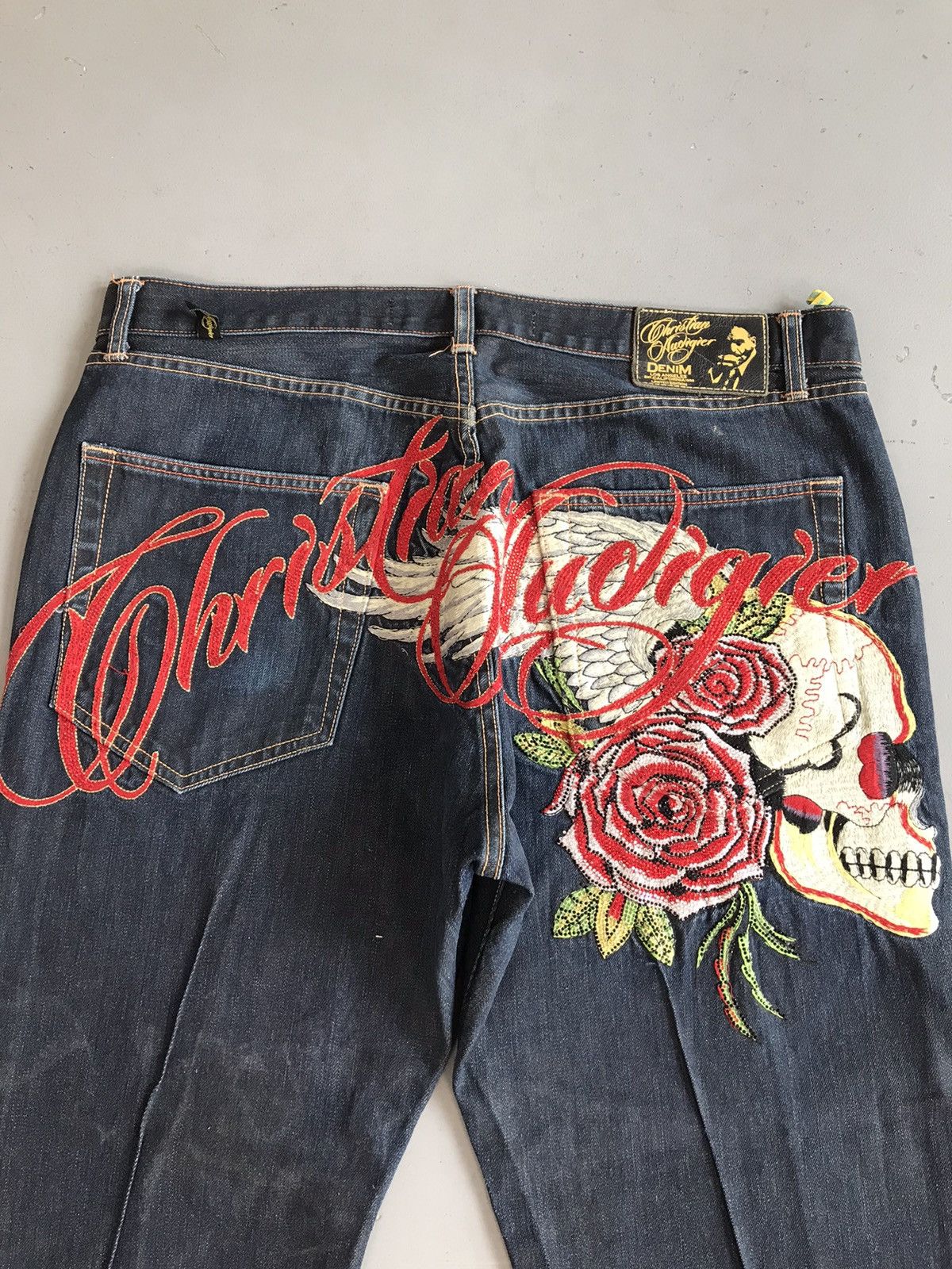 Christian Audigier × Designer × Vintage Vintage Christian Audigier Ed hardy crazy embroidered denim Size US 39 - 9 Thumbnail