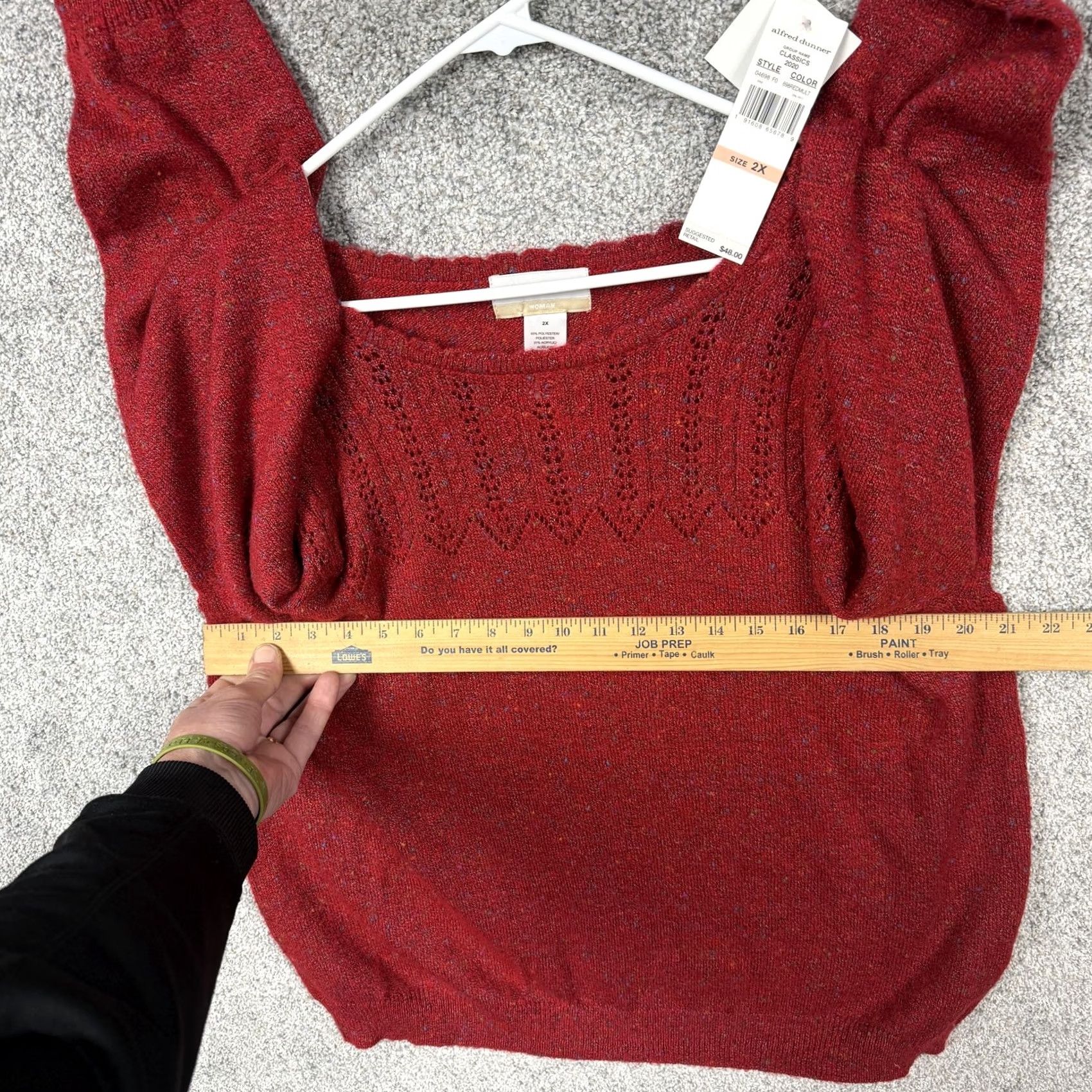 Vintage VINTAGE Alfred Dunner Sweater 2X Plus Long Sleeve Solid Knit Pullover Red 90s Bohemian Cozy Hygge Womens Size XXL / US 16-18 / IT 52-54 - 7 Thumbnail