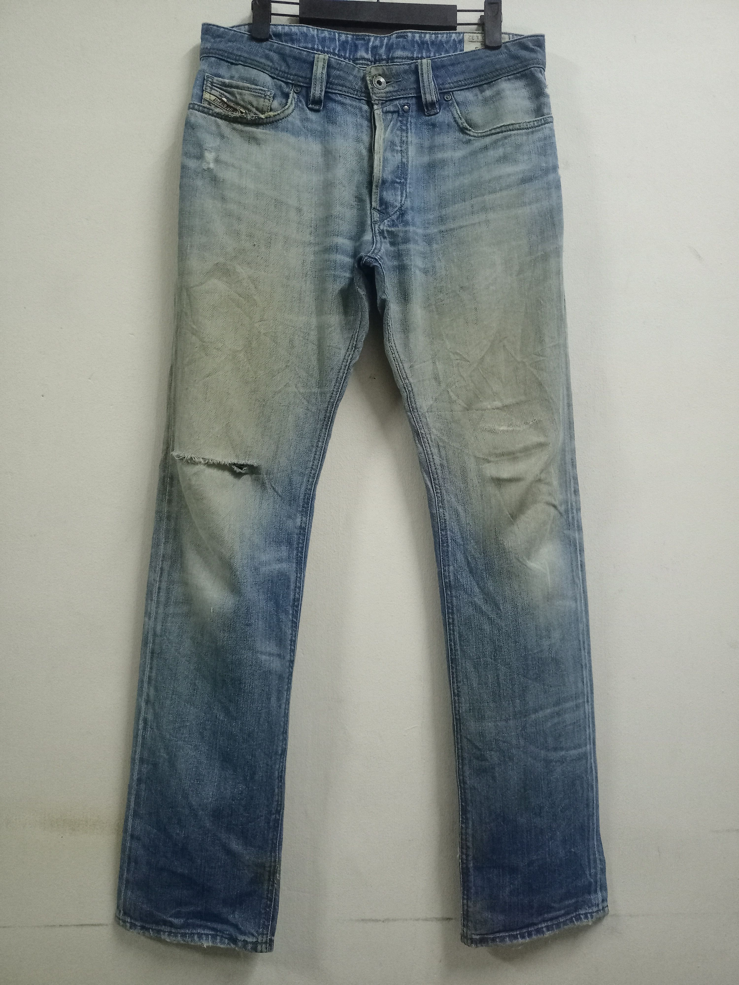 image of Vintage Diesel Industry Safado Mud Wash Distressed Jeans in Blue, Men's (Size 32)