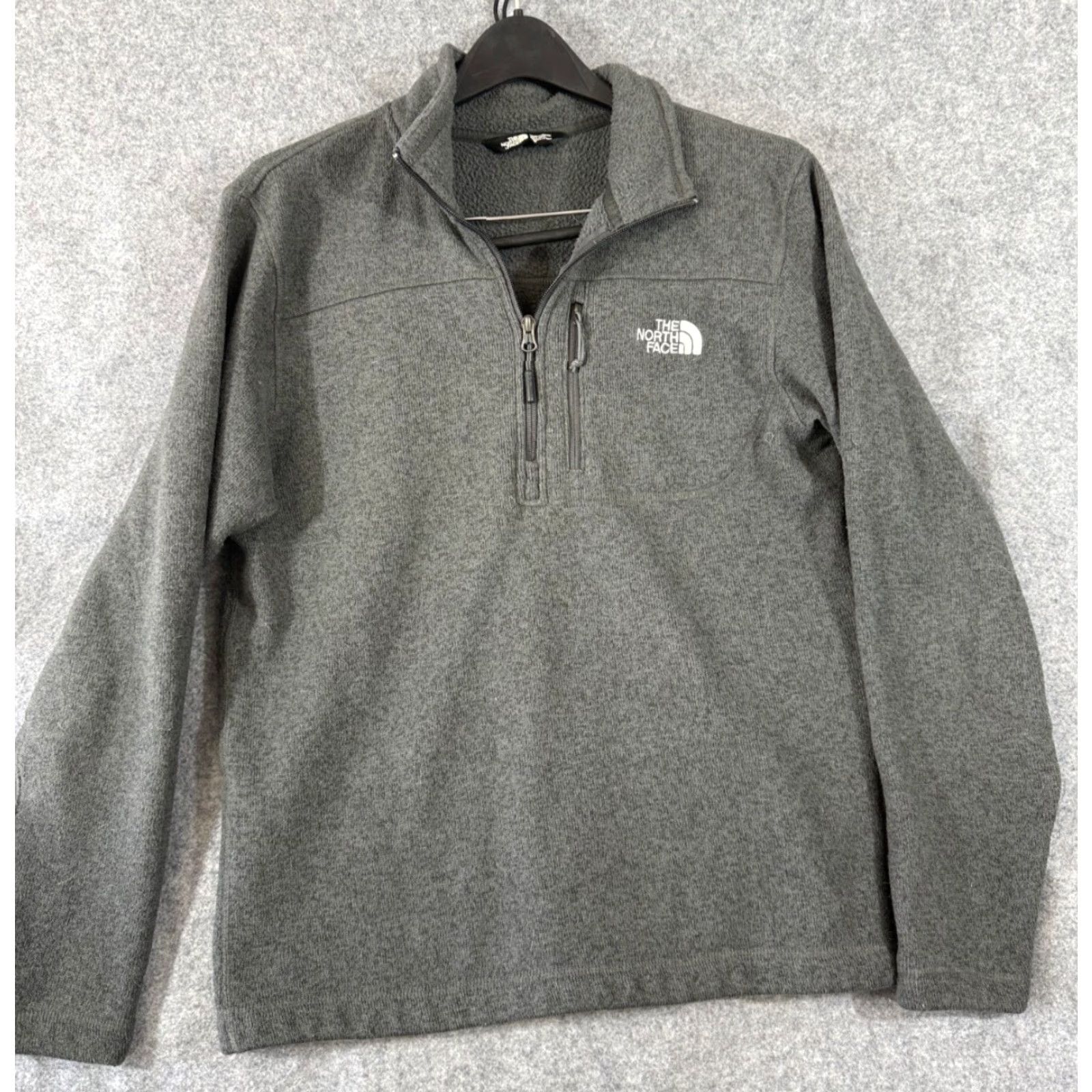 The North Face The North Face Fleece Jacket M Heather Gray Mens Quarter Zip Lined Stand-Up Neck Pullover Logo Size US M / EU 48-50 / 2 - 2 Thumbnail