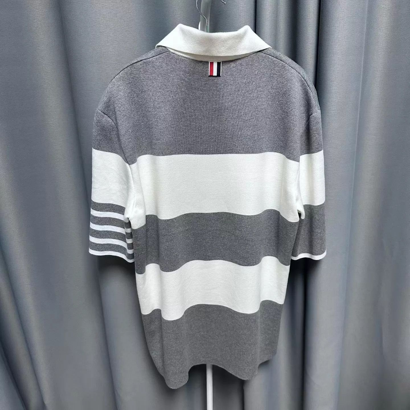 Thom Browne Thom Browne Striped Colorblock Mid Gray Polo 3 New Size US L / EU 52-54 / 3 - 2 Thumbnail