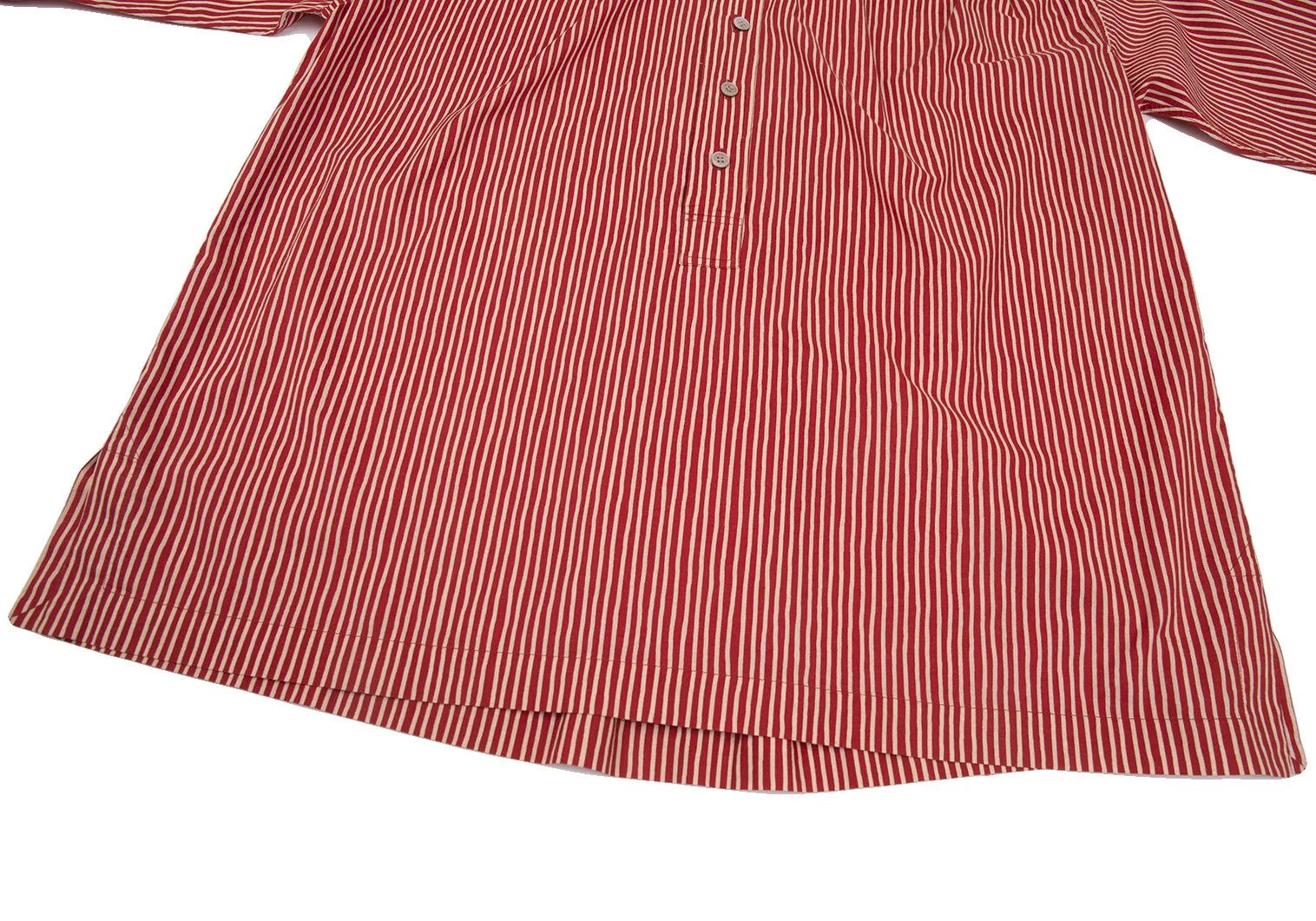 Issey Miyake Cotton Stripe Band Collar Pullover Shirt Red Cream Size US S / EU 44-46 / 1 - 11 Thumbnail