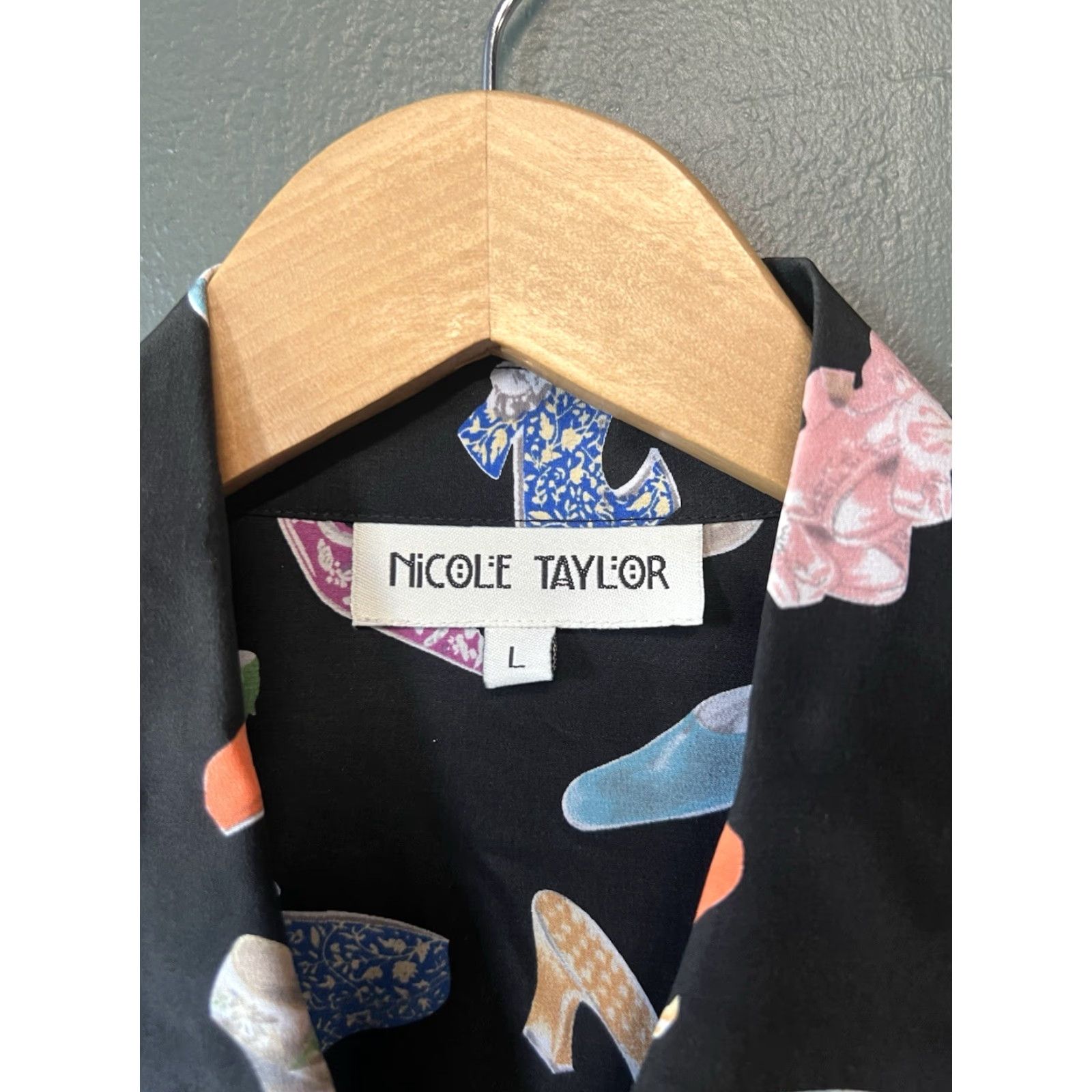 Vintage Nicole Taylor Womens Button-Up Shirt Long Sleeve Black Size L Size L / US 10 / IT 46 - 3 Thumbnail
