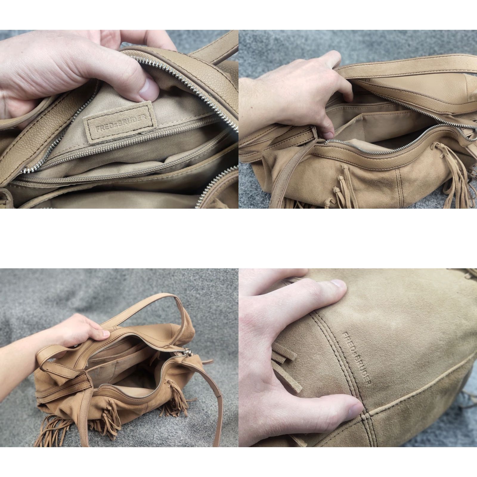 Vintage FredsBruder Design suede Leather shoulder tan fringe handbag Size ONE SIZE - 9 Thumbnail