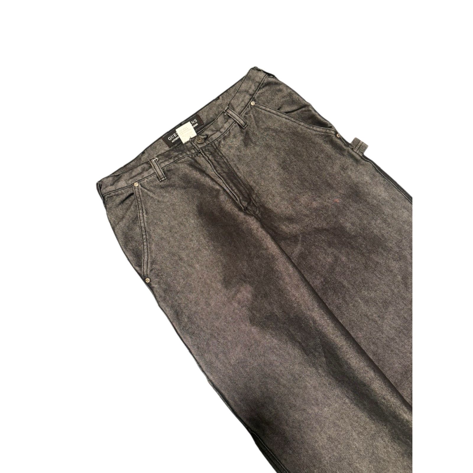 Guess VINTAGE GUESS Jeans Baggy Carpenter Denim Jeans Men 40x32 Black 5-Pocket Regular Straight Skater Metallic USA Mens Size US 40 / EU 56 - 4 Thumbnail