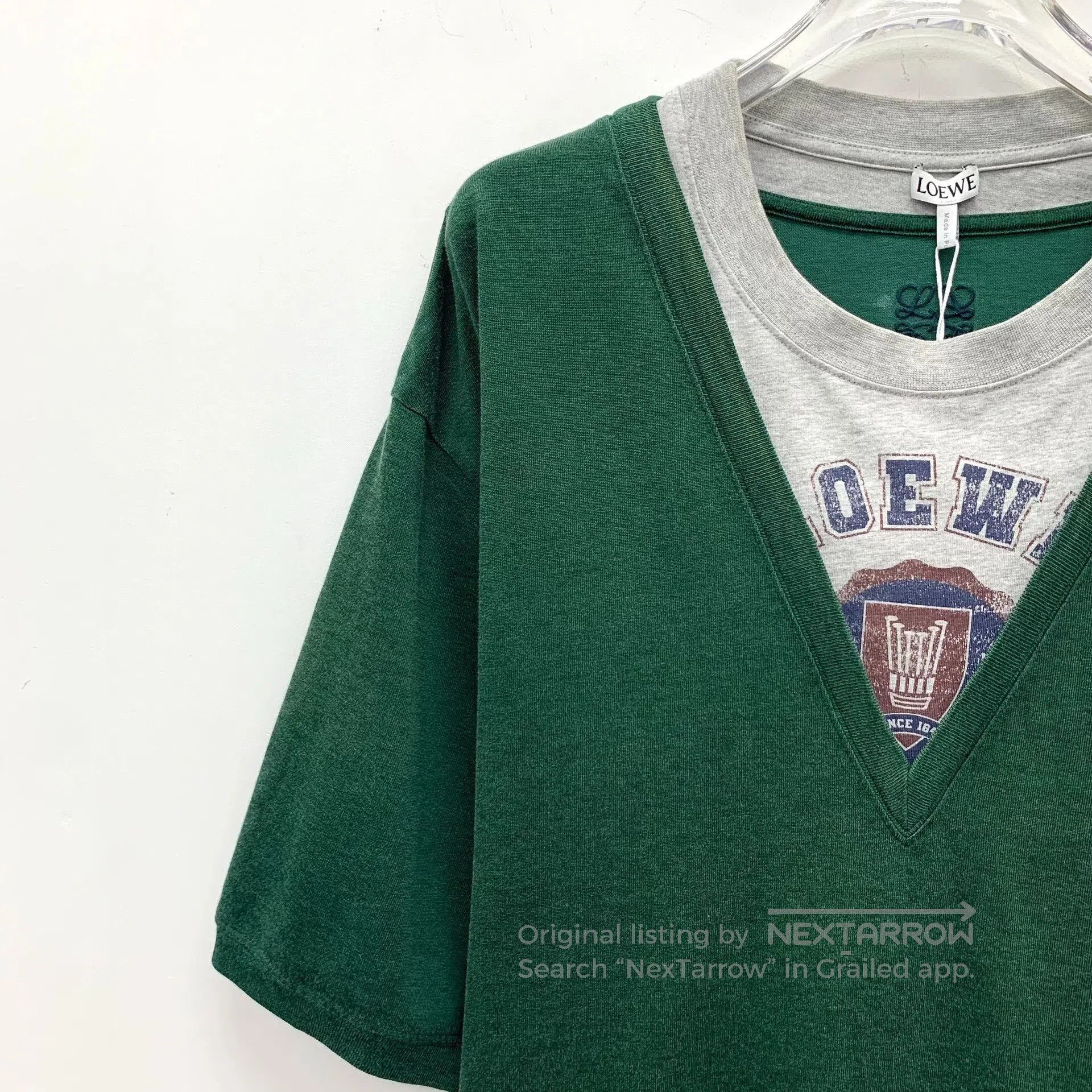 Loewe Loewe 25 Green Logo Embroidered Cotton T-shirt. Size US L / EU 52-54 / 3 - 3 Thumbnail