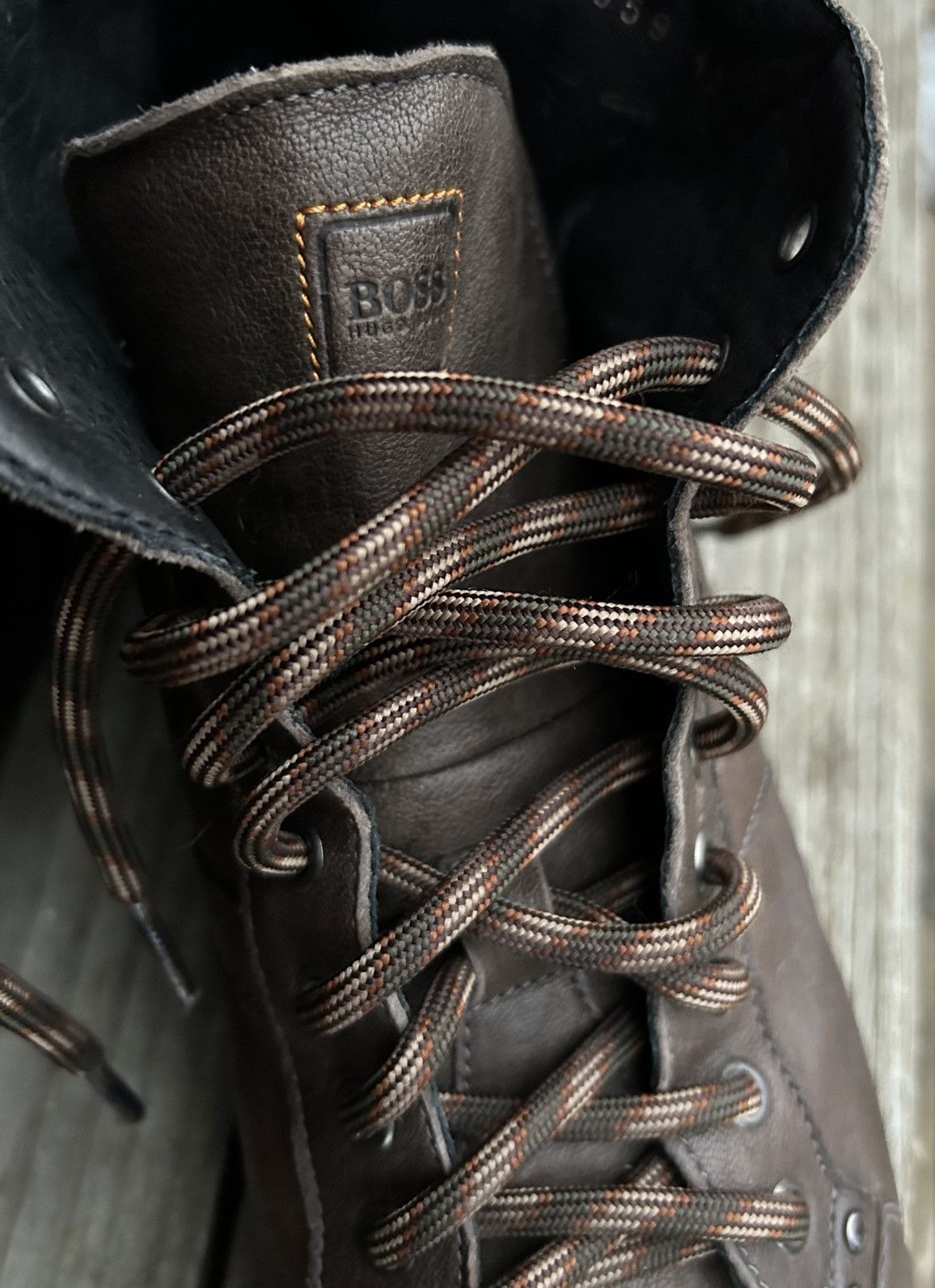 Branded Leather × Hugo Boss Hugo Boss Leather Lace-Up Boots size 43 Made in Italy Size US 10 / EU 43 - 11 Thumbnail