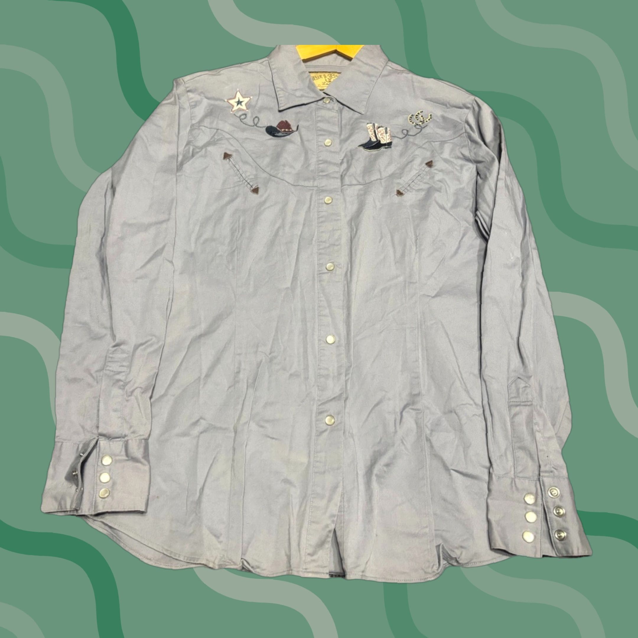 Vintage VINTAGE Bit & Bridle Western Pearl Snap Shirt Women’s L Blue Brown Rodeo Cowboy L6 Size L / US 10 / IT 46 - 1 Thumbnail