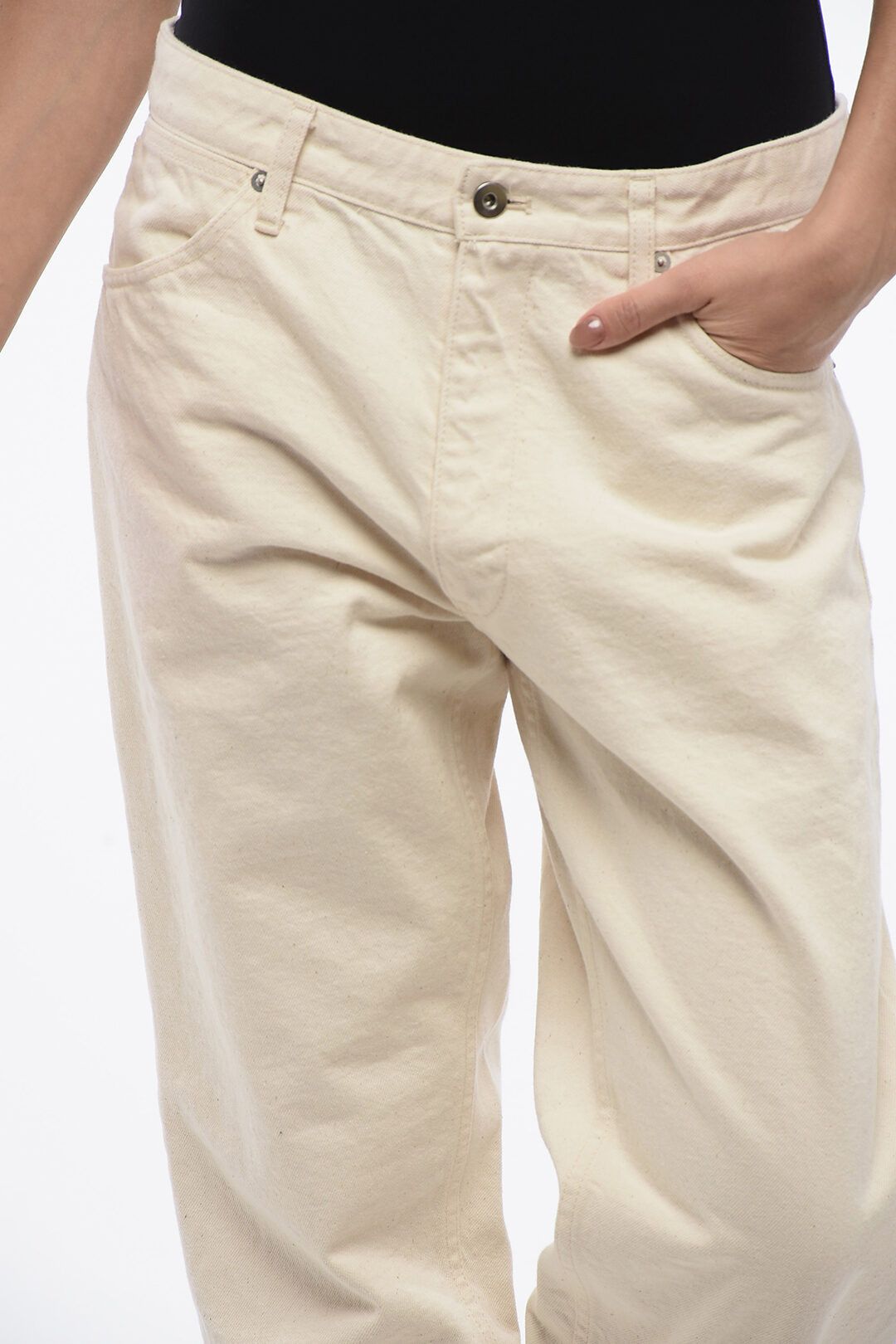 Jil Sander og1mm1225 5-Pocket Cotton Regular Fit Denim in White Size 29" - 3 Thumbnail