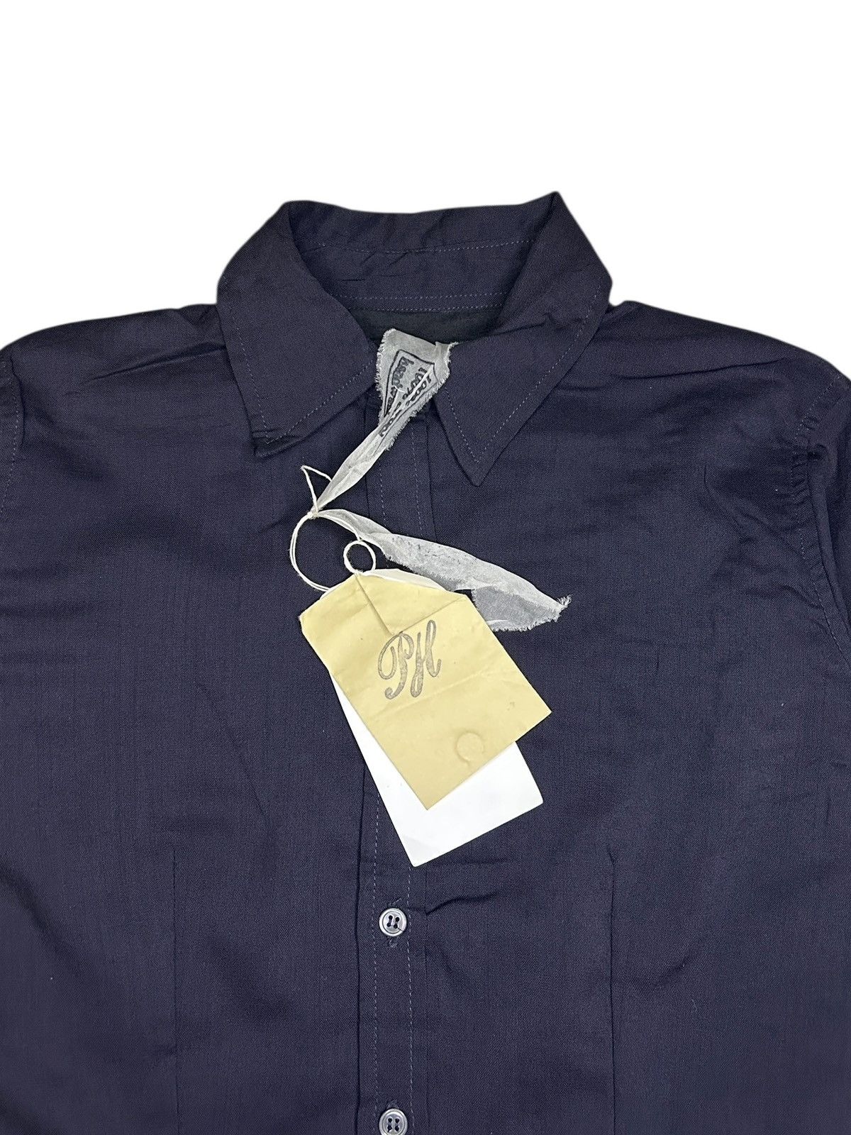 Paul Harnden Shoemakers Navy Wool Button Up Shirt Size S / US 4 / IT 40 - 2 Thumbnail