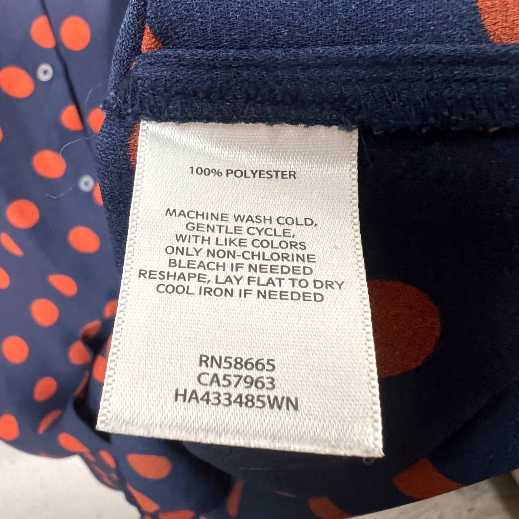 Vintage Halogen Blouse Womens 2X Blue & Orange Polka Dot Button-Up 100% Polyester Size XXL / US 16-18 / IT 52-54 - 4 Thumbnail