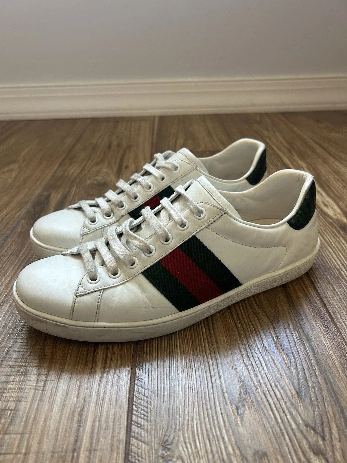 Gucci Ace Sneakers 7 White Leather Low 386750