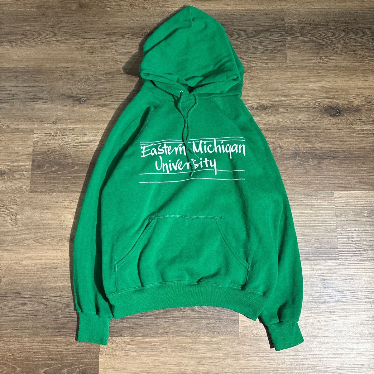 Vintage Vintage 80s Eastern Michigan University Raglan Hoodie Size US M / EU 48-50 / 2 - 1 Thumbnail