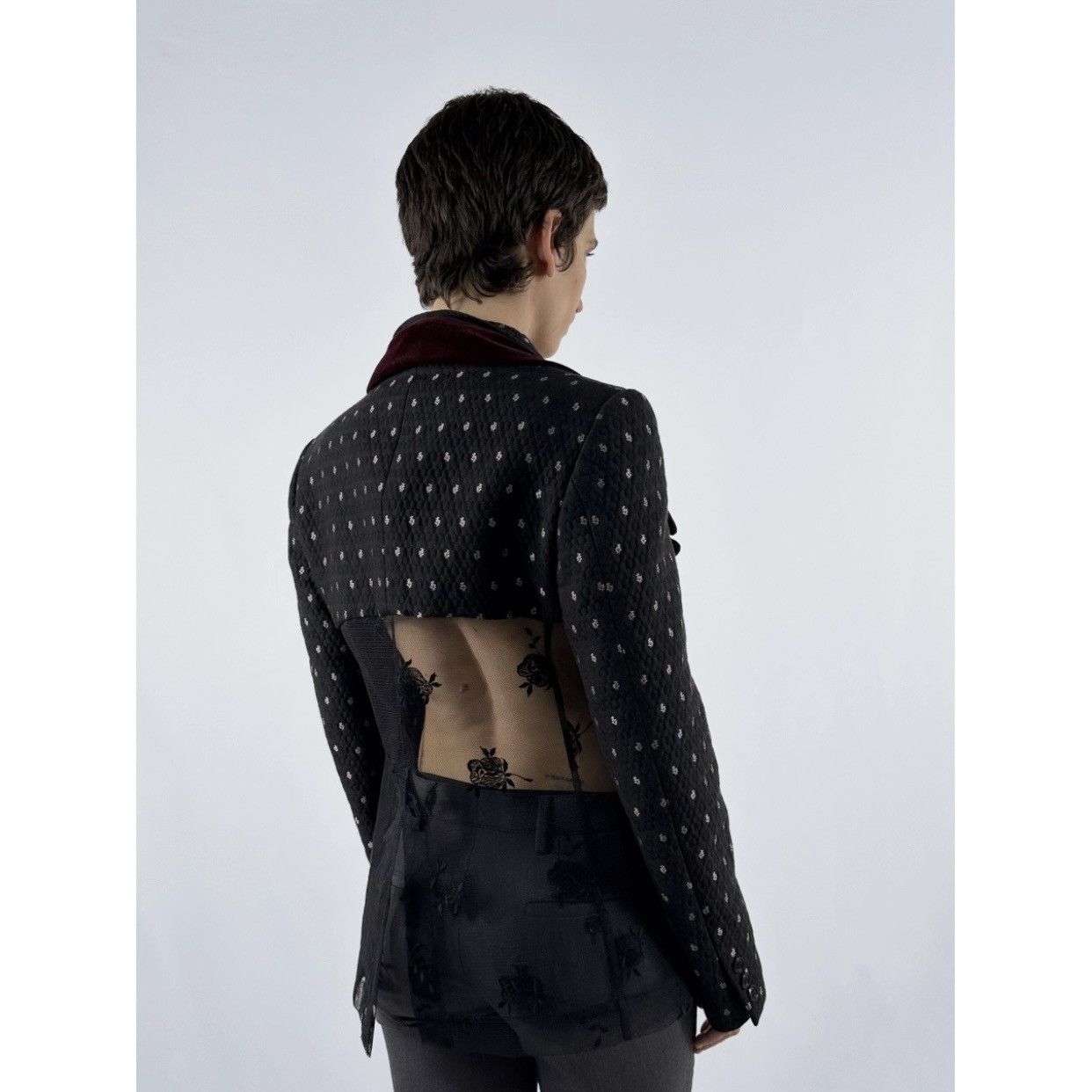 Comme des Garcons × Rei Kawakubo Comme des Garçon blazer with velvet and tulle inserts Size S / US 4 / IT 40 - 4 Thumbnail