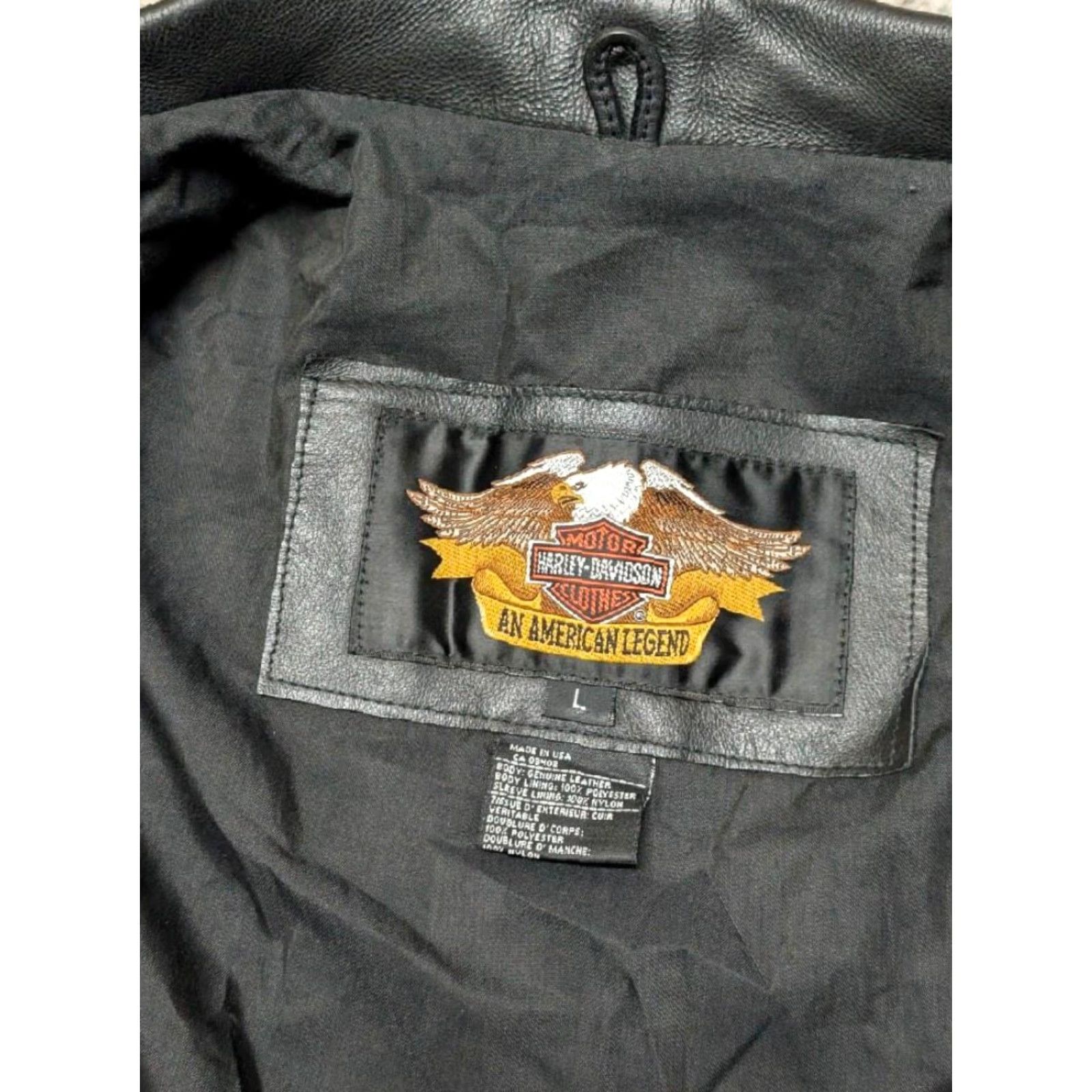 Harley Davidson VINTAGE Harley-Davidson Leather Jacket Mens L Black 44 USA Made Motorcycle Jacket Size US L / EU 52-54 / 3 - 4 Thumbnail