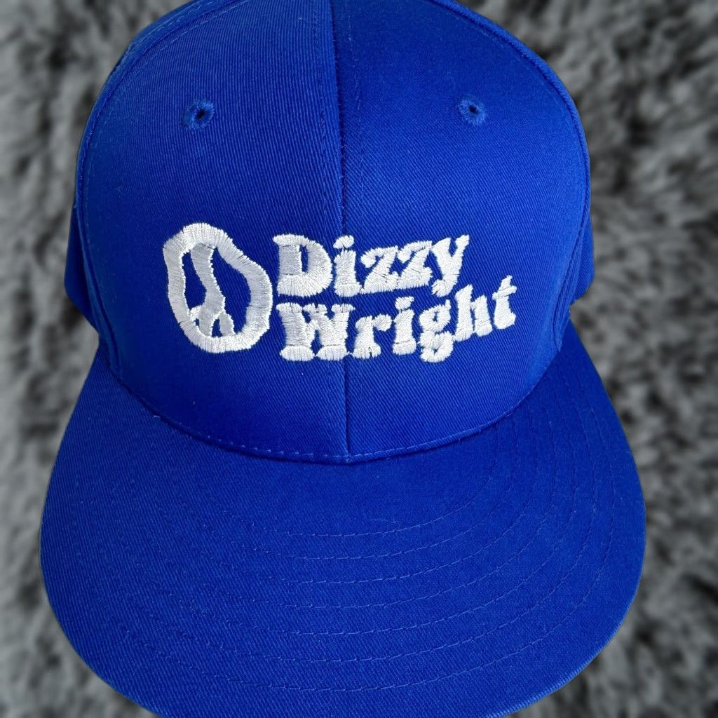 New Era Dizzy Wright Hat Adjustable Blue White Embroidered Logo New Era Snapback Unisex Adults Canvas Cotton Rap Logo Cap Size ONE SIZE - 1 Thumbnail