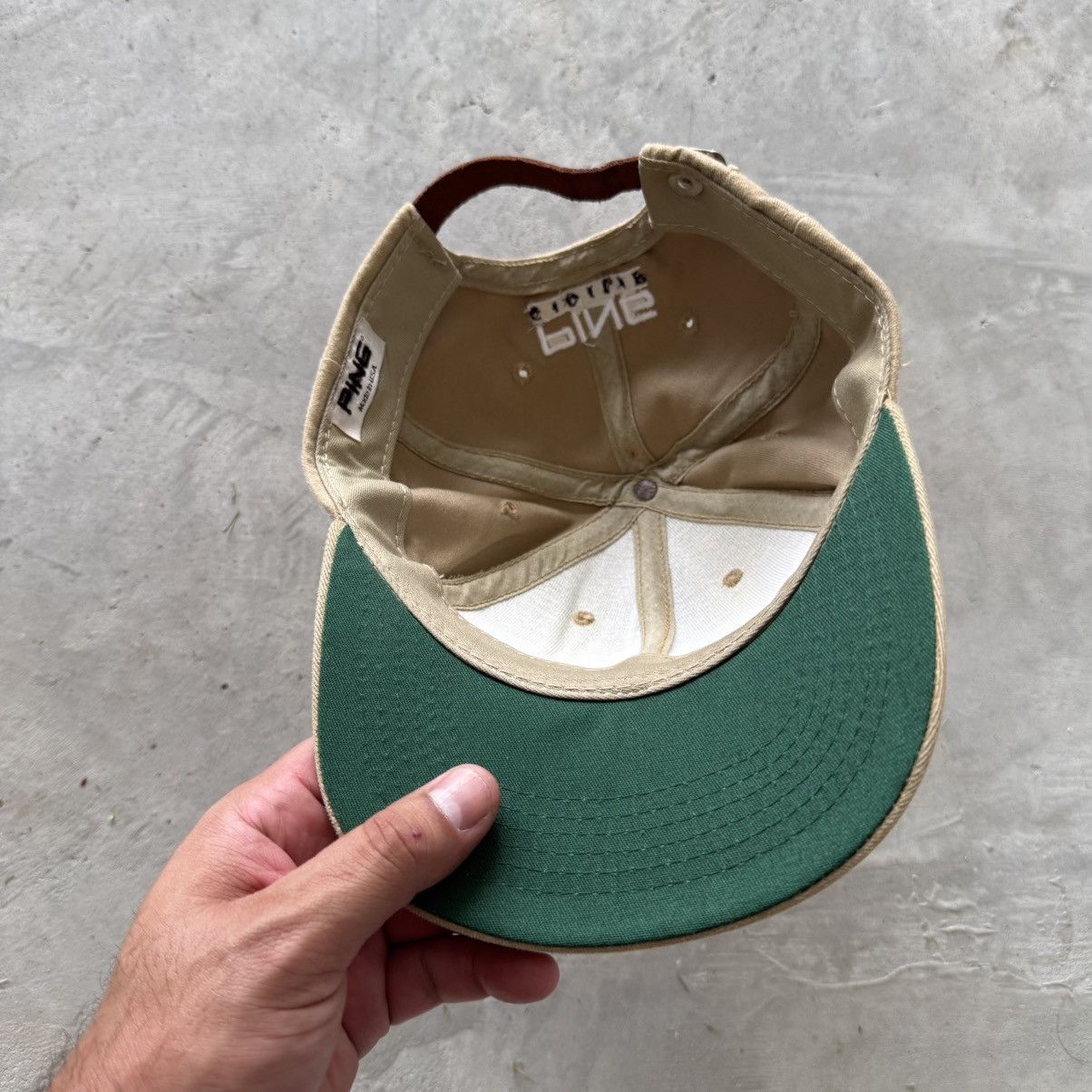 PING Vintage 90s Ping golf tan strap back hat Size ONE SIZE - 4 Thumbnail