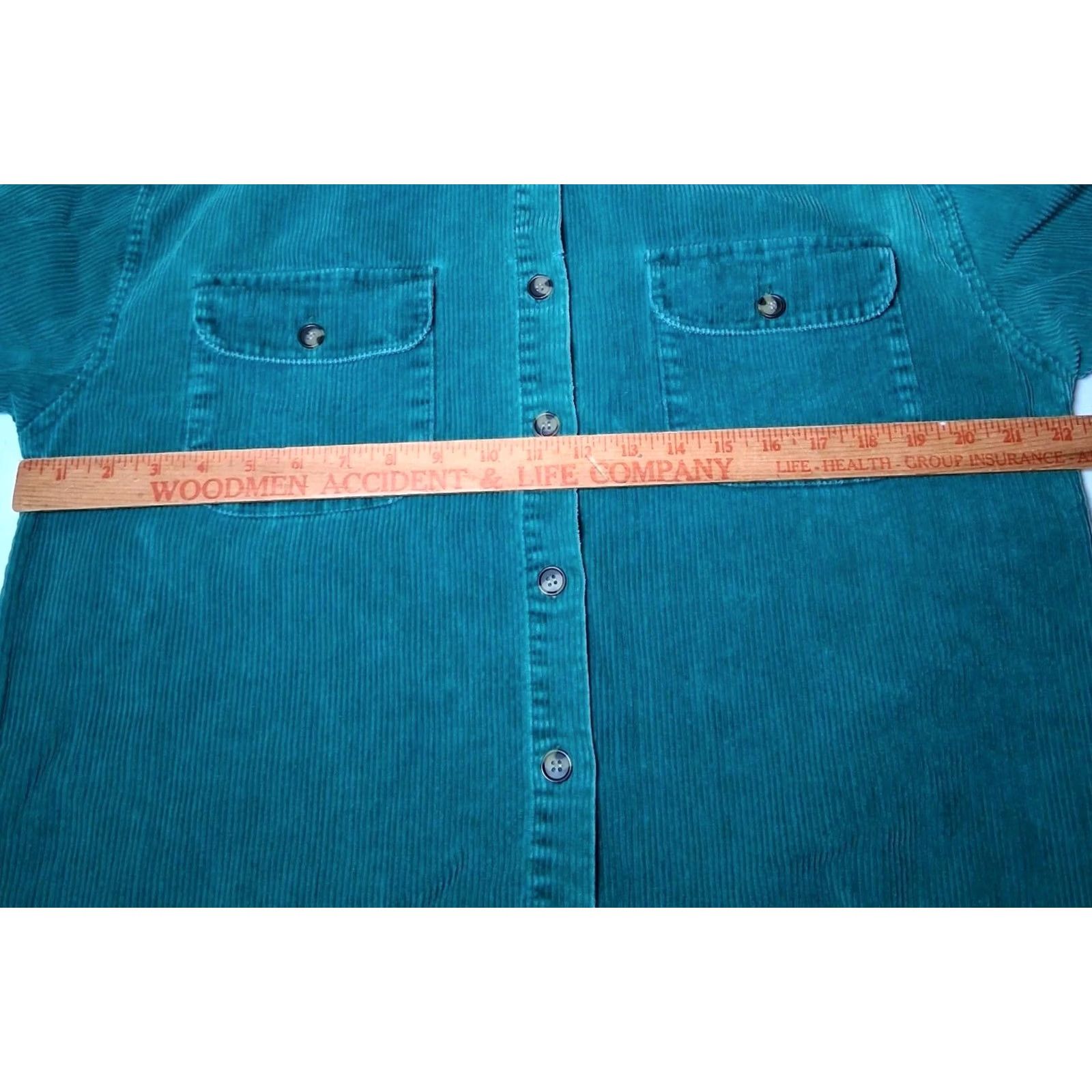 Vintage VINTAGE Stefano Basics Corduroy Shirt Medium Wide Wale Distressed Grunge Work Green WOMEN Shirt Jacket 90s Fashion Size M / US 6-8 / IT 42-44 - 3 Thumbnail
