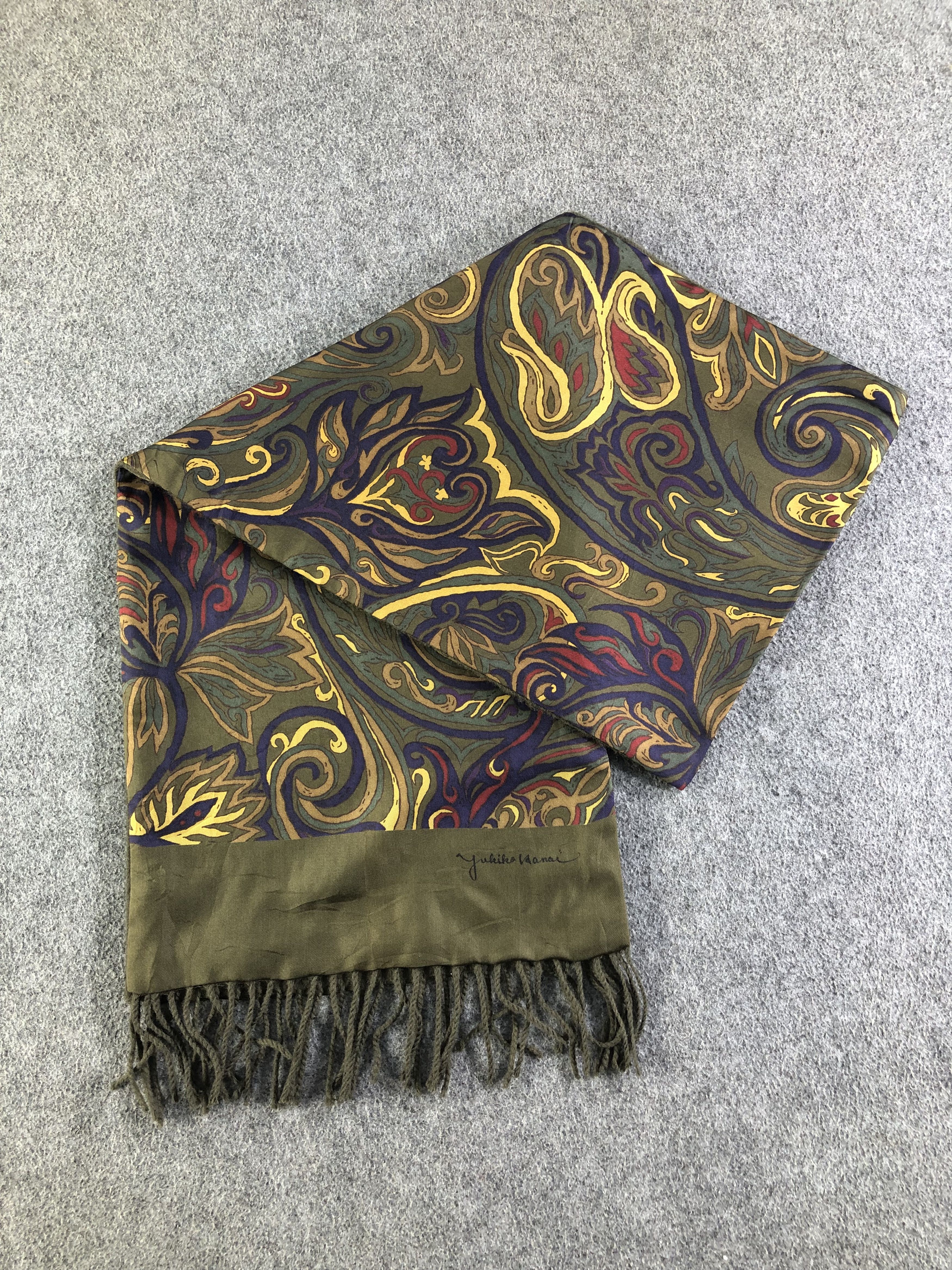 Japanese Brand Yukiko Hanai Silk Wool Scarf / Muffler / Neckwear SS1359 Size ONE SIZE - 5 Thumbnail