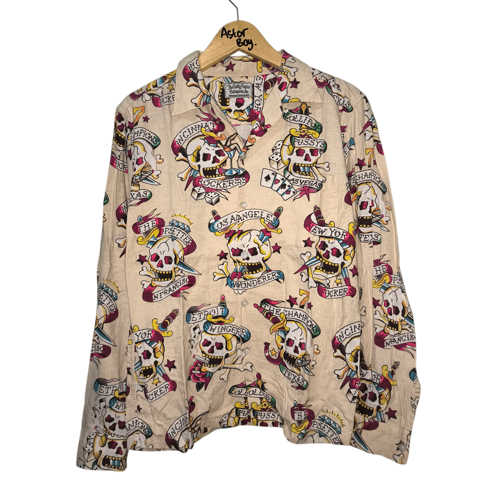 Japanese Brand WACKO MARIA Skull Aloha Shirts LS Size US L / EU 52-54 / 3 - 1 Thumbnail