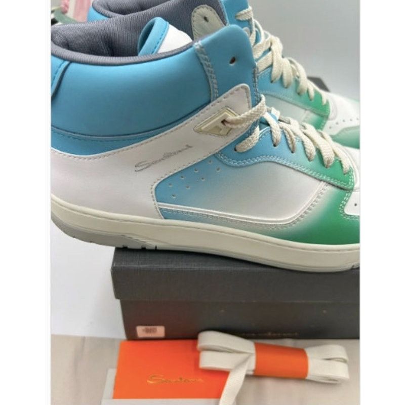 Santoni Mens Santoni Hi-Top Sneakers in Green, Blue & White size 11 Size US 11 / EU 44 - 8 Thumbnail