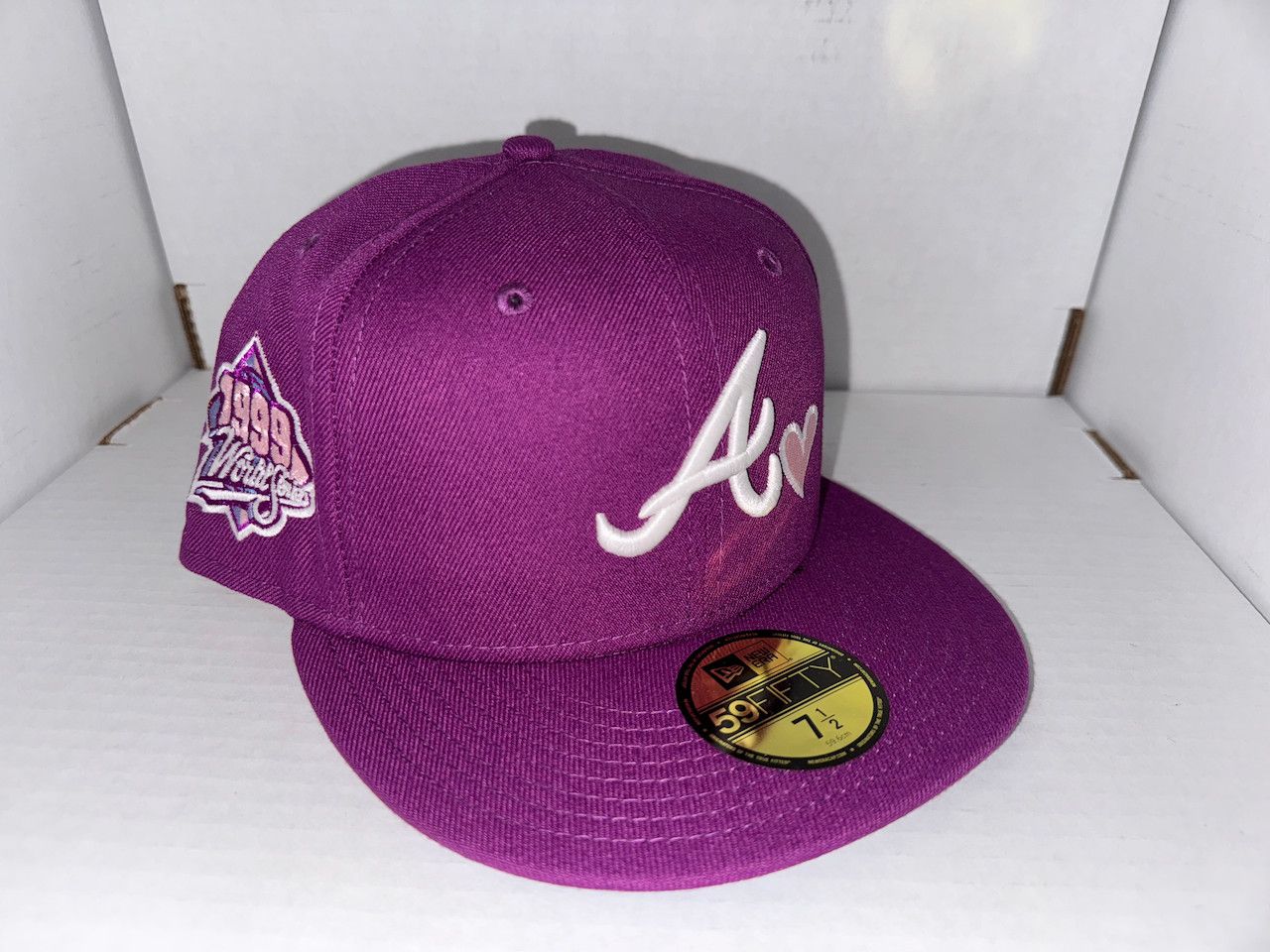 New Era ATL Braves Fitted, Violet Heart (Size 7 1/2) Size ONE SIZE - 1 Thumbnail