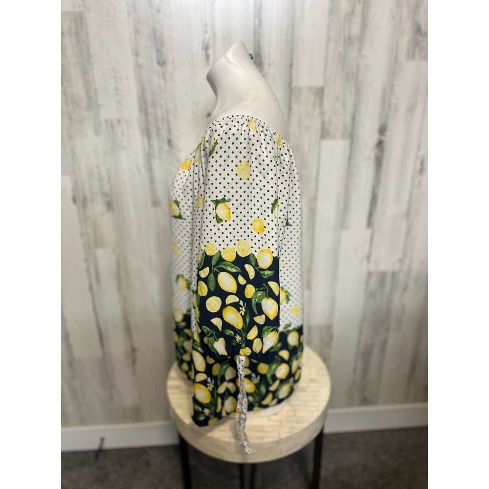 Other Naif Lemon Print Off Shoulder Blouse Women’s Size 1X Polka D Size XL / US 12-14 / IT 48-50 - 2 Thumbnail
