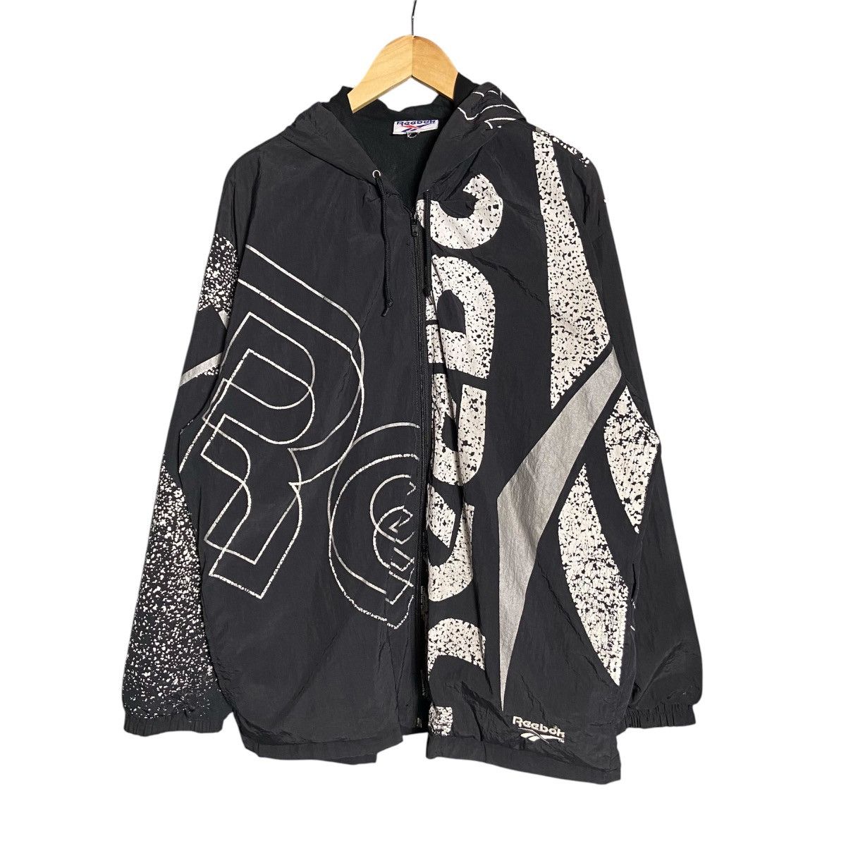 Reebok × Vintage Vintage 90s Reebok All Overprinted Full Zip Hoodie Jacket Size US L / EU 52-54 / 3 - 1 Thumbnail