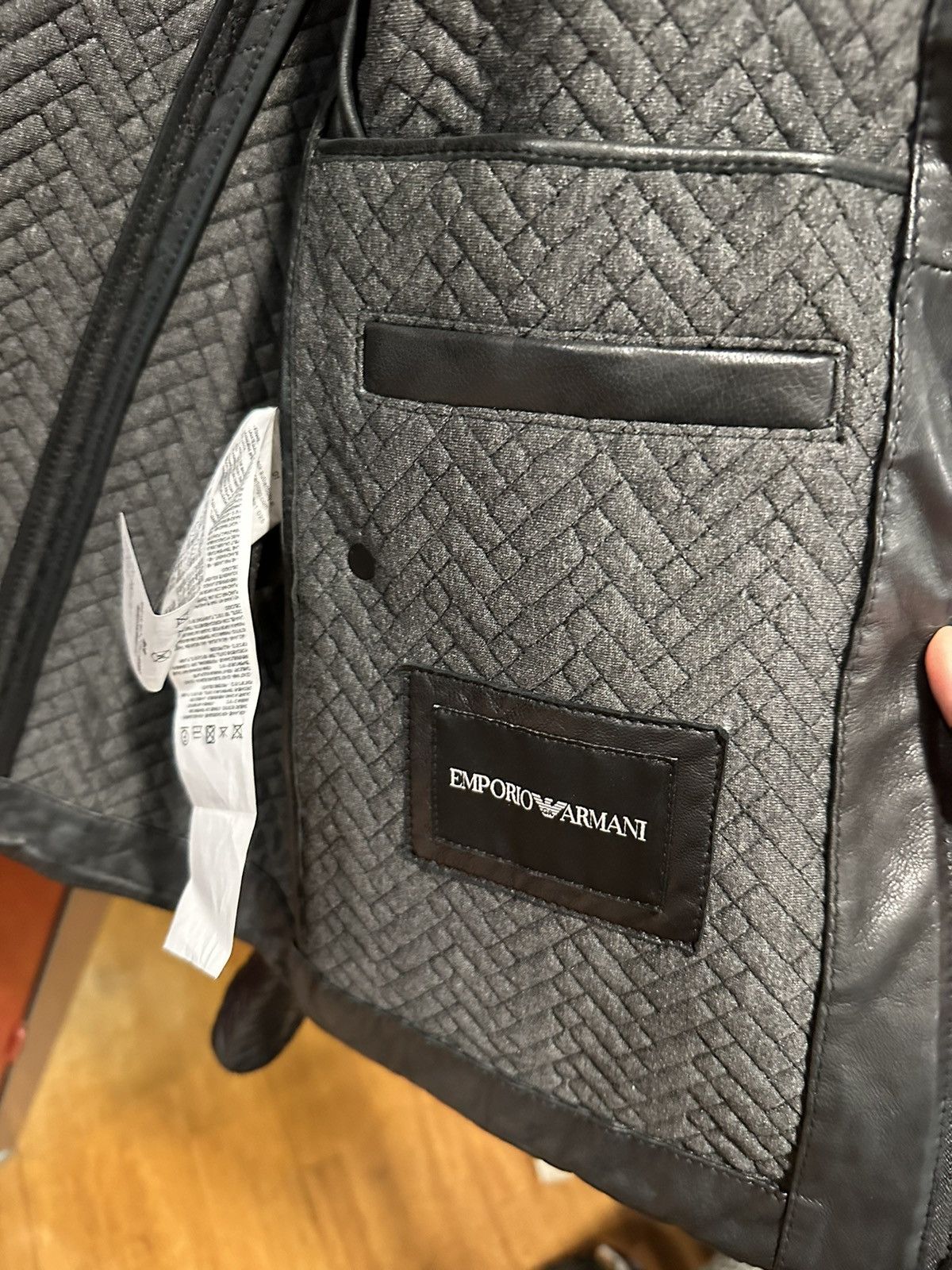 Emporio Armani Black lamb leather geometric jacket Size US M / EU 48-50 / 2 - 5 Thumbnail