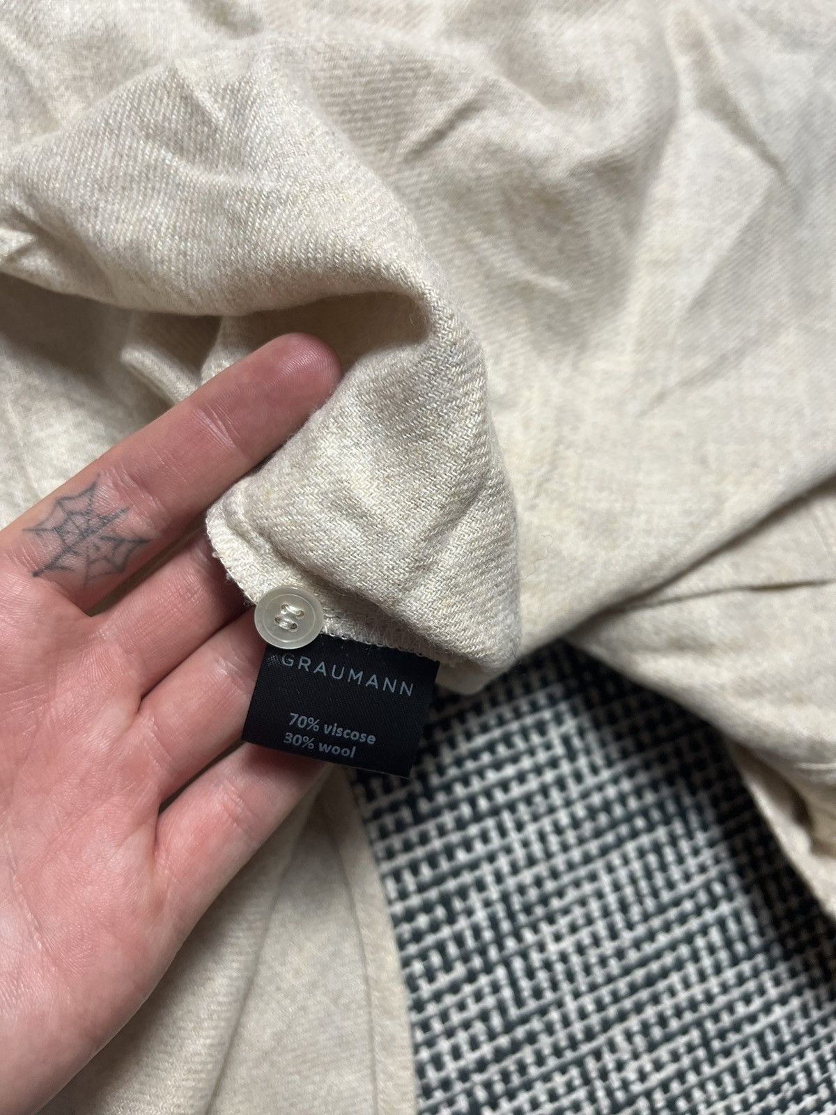 Designer Graumann top quality viscose + wool oversized shirt Size XL / US 12-14 / IT 48-50 - 5 Thumbnail