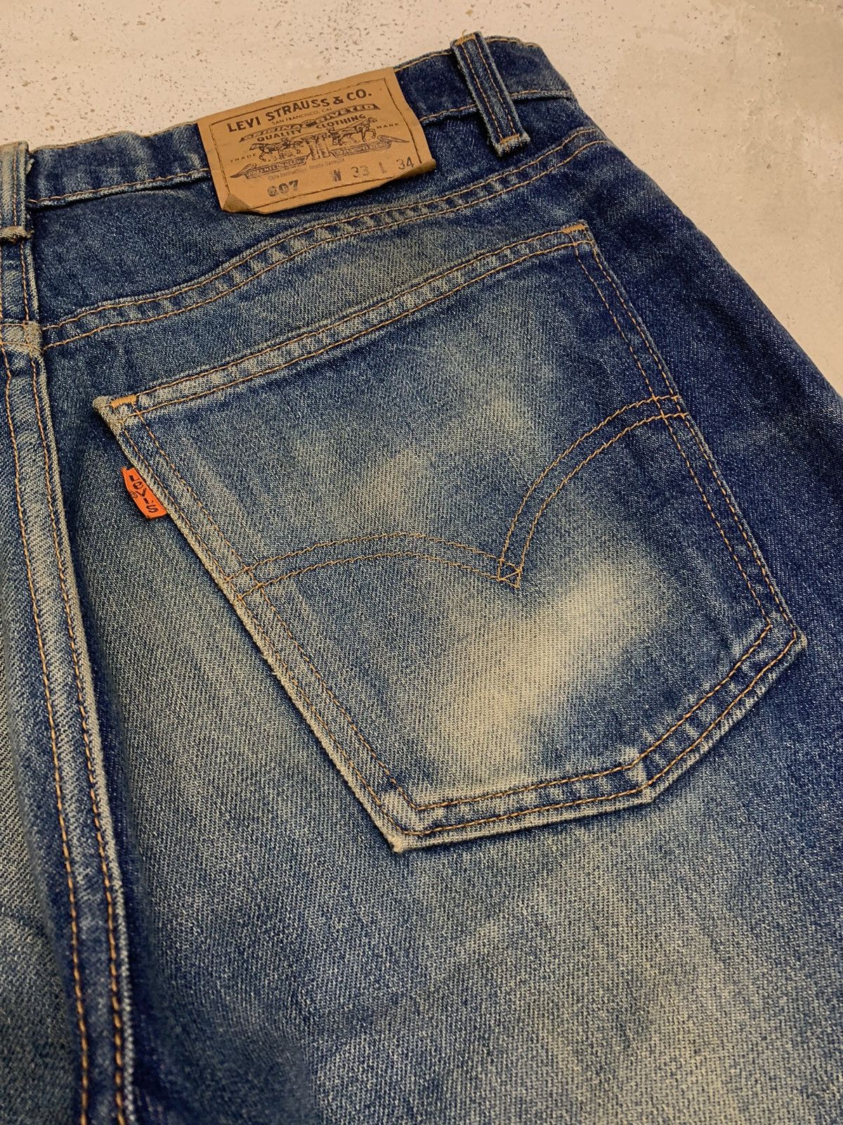 Vintage Levis 607 Orange Tab Mud Wash Distressed (AE10)