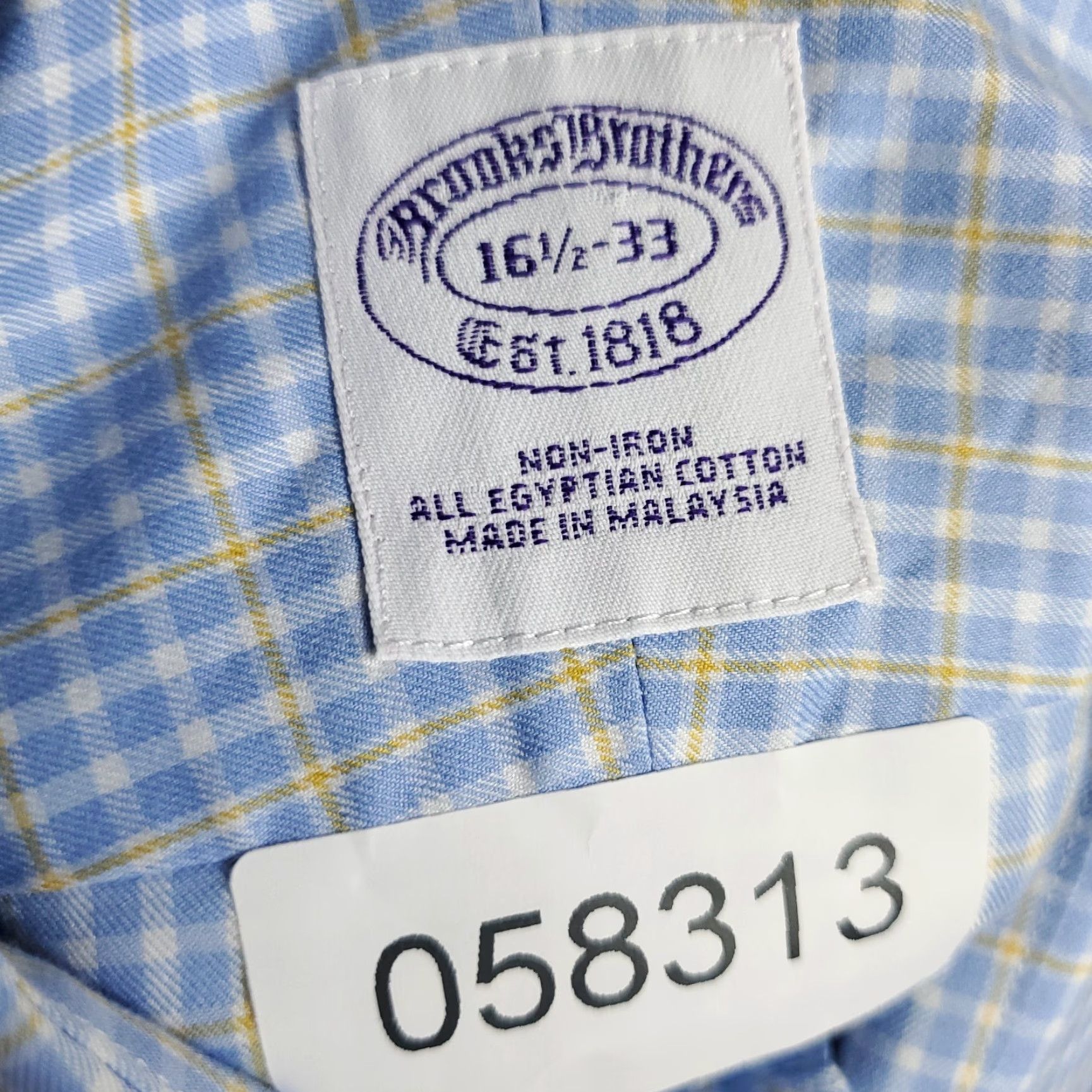 Brooks Brothers BROOKS BROTHERS Shirt Mens 16.5 Blue Plaid Regent Dress Button Up Long Sleeve Regular Fit Non-Iron Pockets Classic 90s? (Ignore) Size 42R - 7 Thumbnail