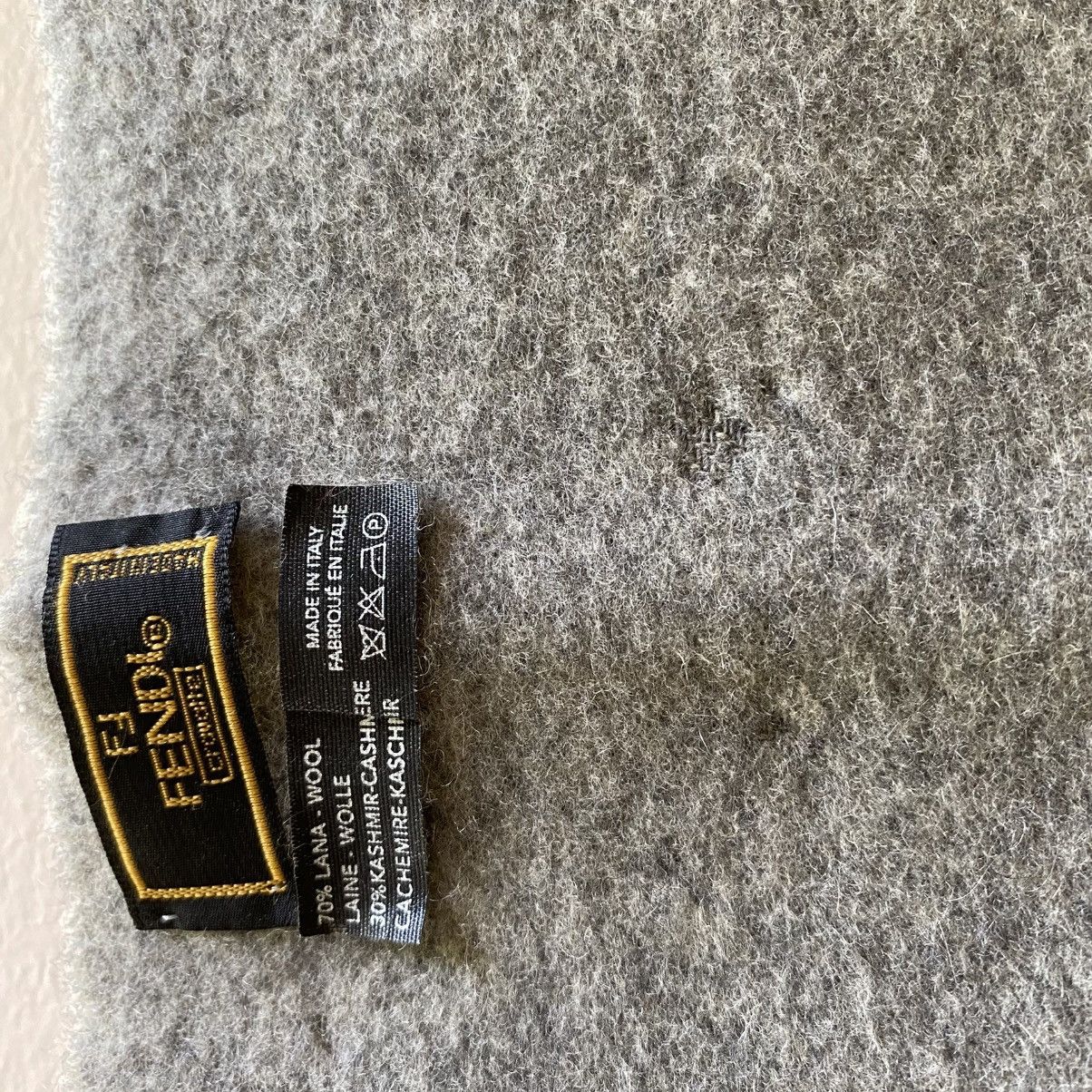 Fendi FENDI 100% Wool Grey Scarf with Brand Embroidery Size ONE SIZE - 13 Thumbnail