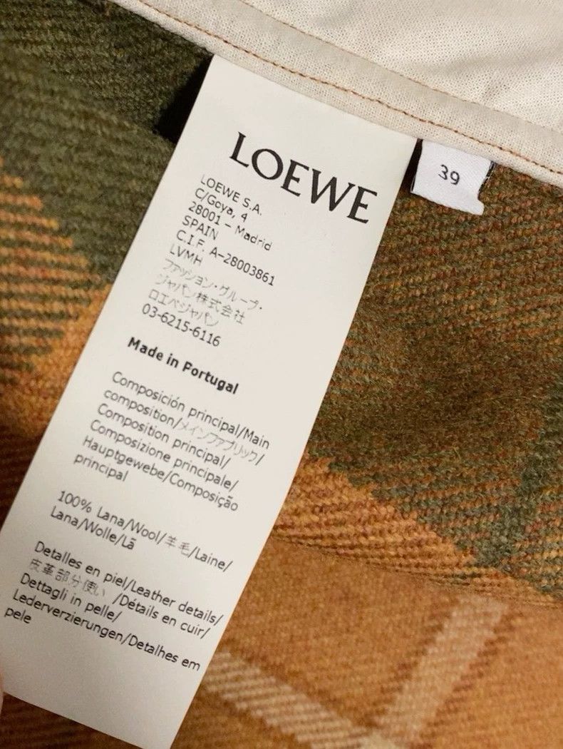 Loewe LOEWE size39 Classic leather logo tweed plaid coat Size US XXS / EU 40 - 4 Thumbnail