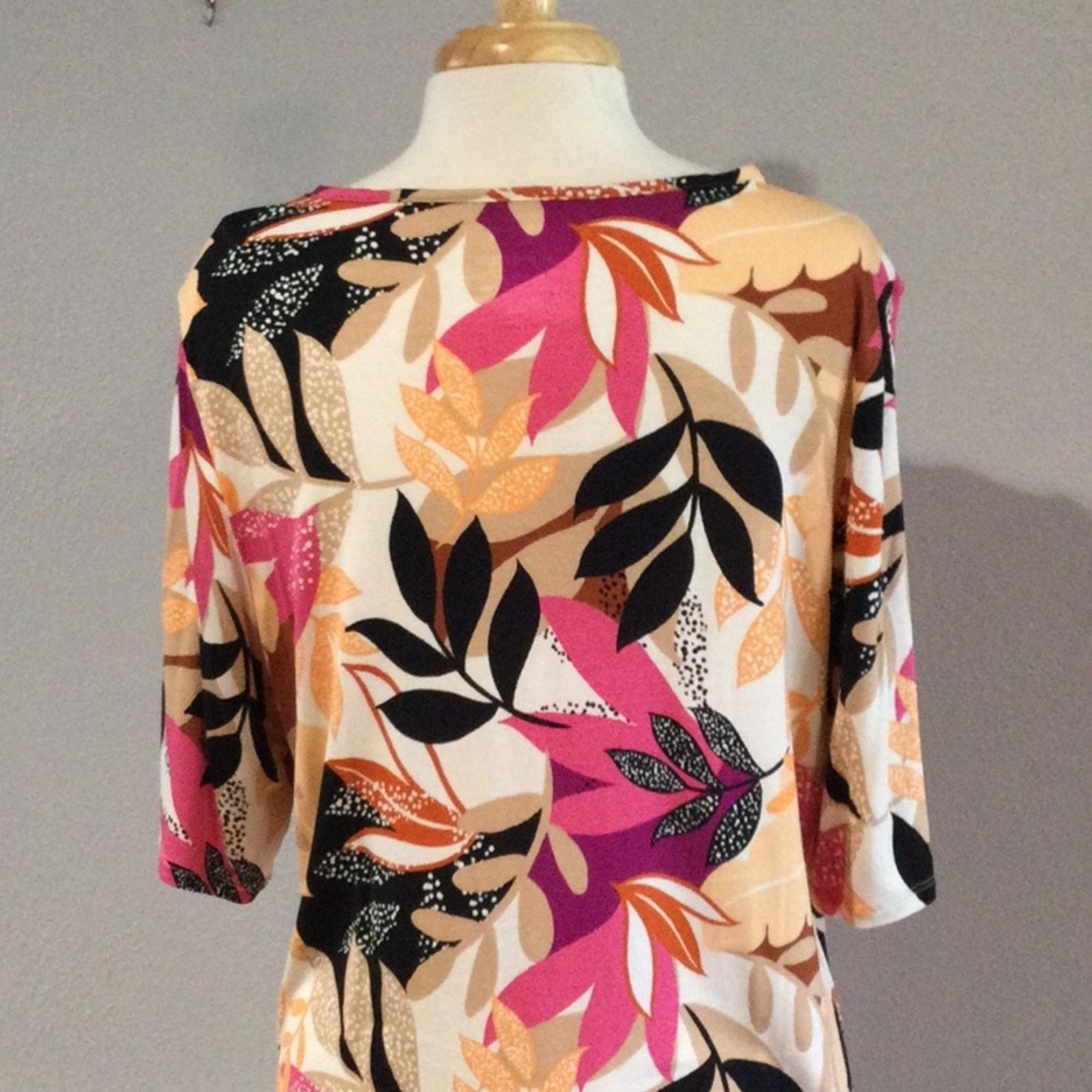 Apt. 9 Apt 9 Multicolor Foliage Print Soft 3/4 Sleeve Tunic Size XL Size XL / US 12-14 / IT 48-50 - 8 Thumbnail
