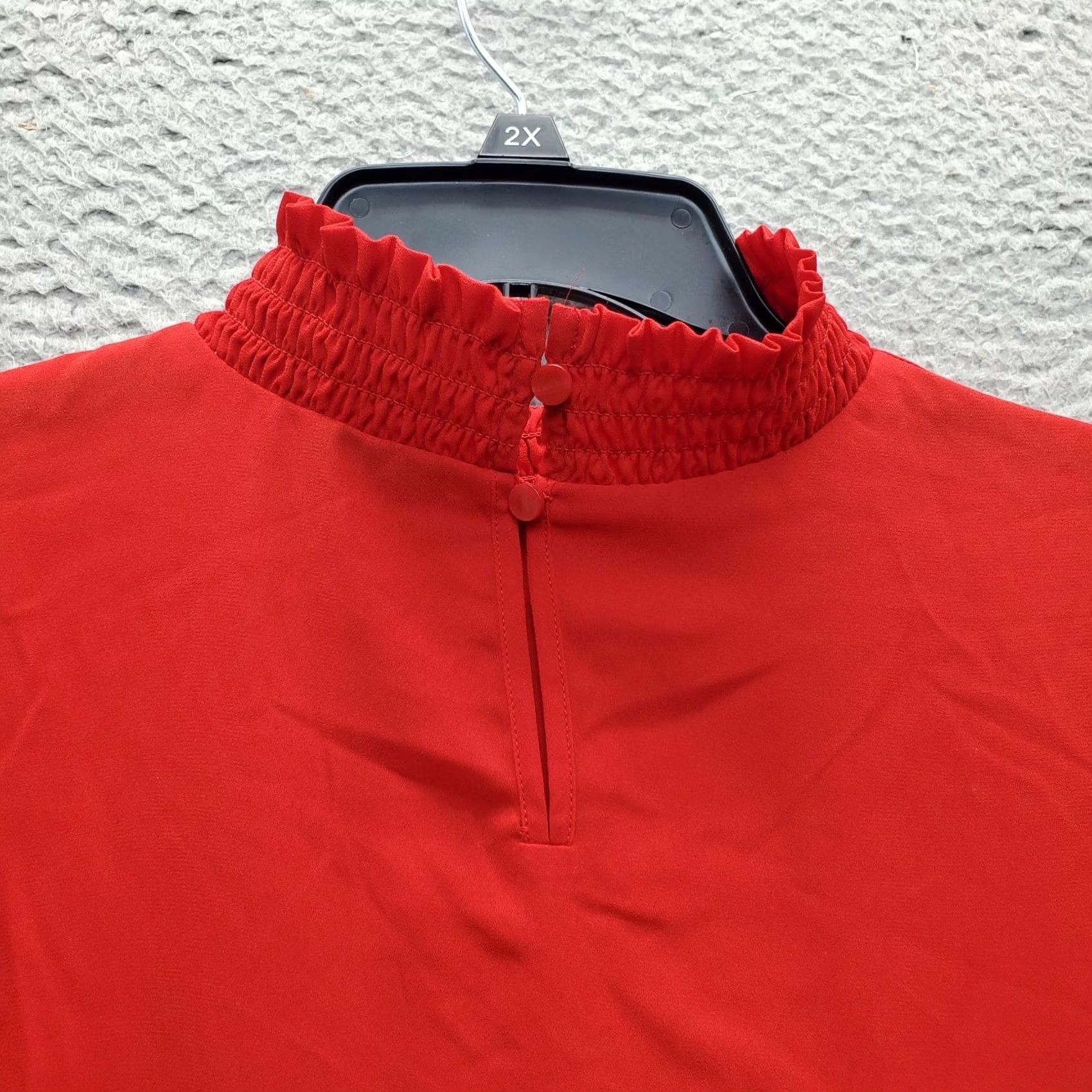 Worthington Worthington Blouse Womens Size XL Red Long Sleeve High Neck Back Zip shirt Size XL / US 12-14 / IT 48-50 - 8 Thumbnail