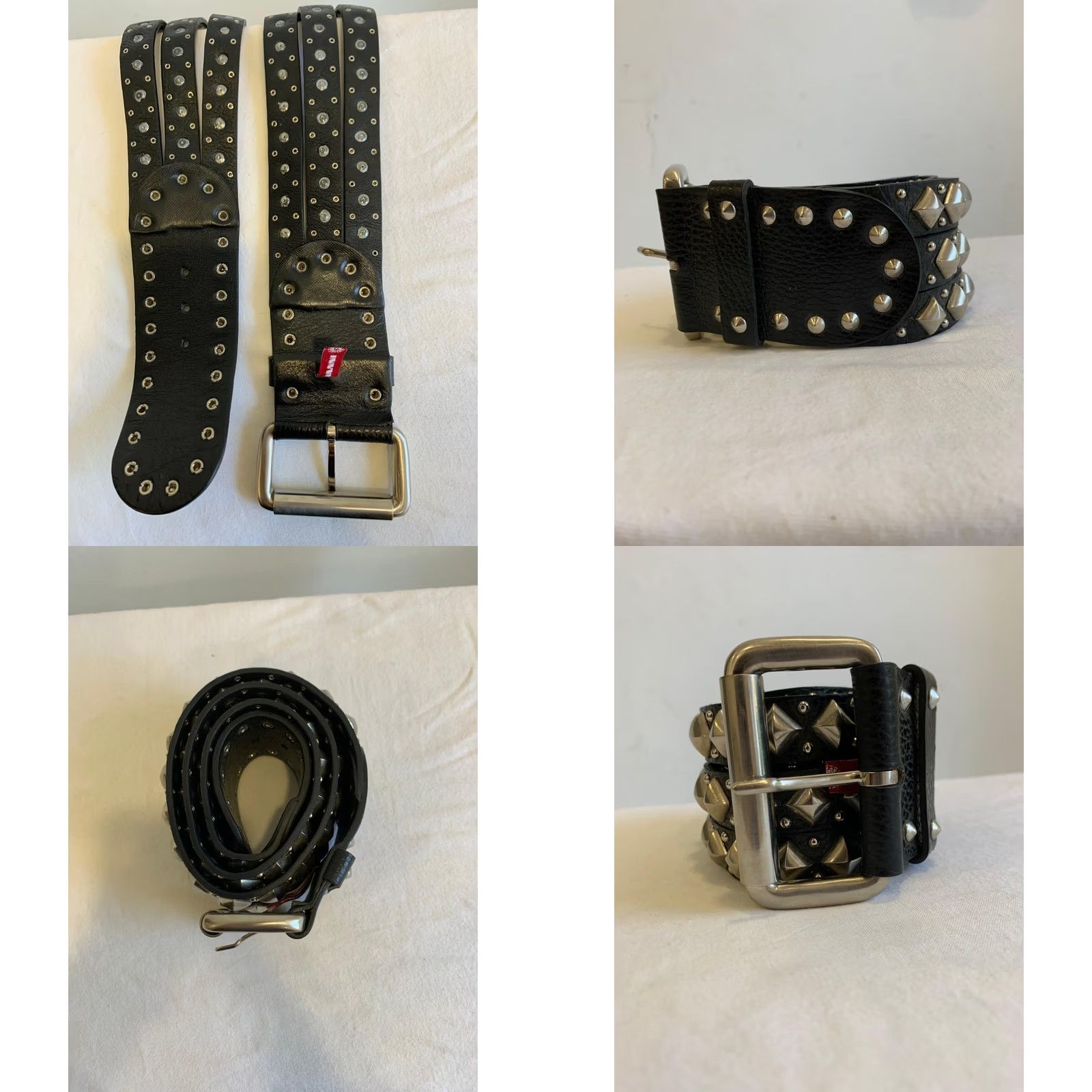 VINTAGE Nanni Italian Leather Studded Belt Black 90/36 Made 