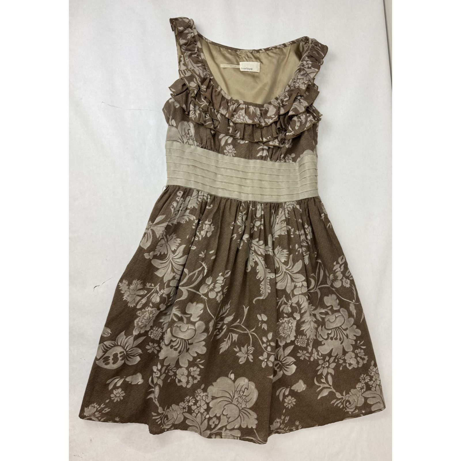 Anthropologie Anthropologie Burlapp Cottagecore Neutral Floral Dress Small Size S / US 4 / IT 40 - 3 Thumbnail