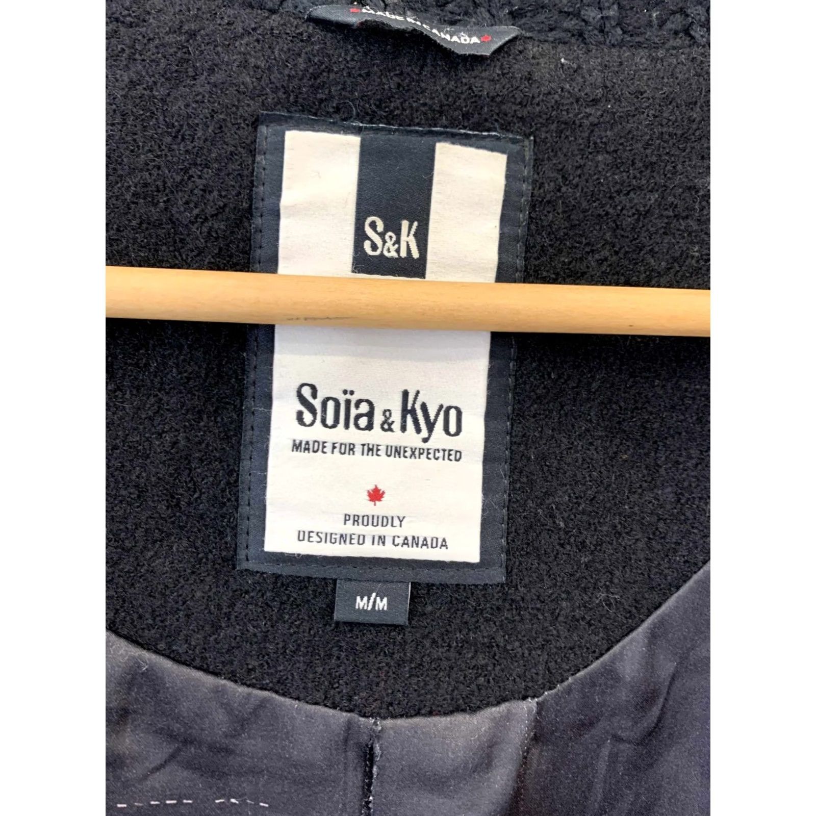 Vintage Soia & Kyo Women’s Wool Blend Coat Jacket Zip Front Funnel Neck Size M Black Womens Coat Size M / US 6-8 / IT 42-44 - 3 Thumbnail