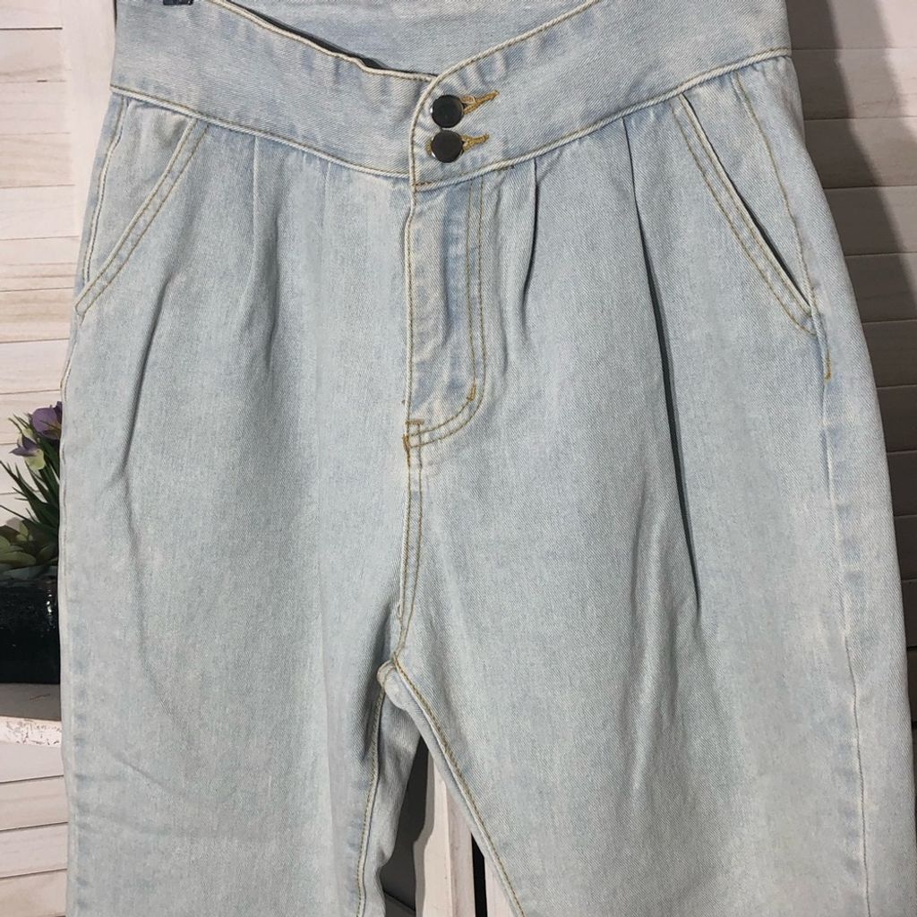 Vintage Vtge Y2K 90s retro high rise wide legs light blue jeans sz M Size 30" / US 8 / IT 44 - 3 Thumbnail
