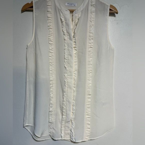 Equipment Equipment Femme Ivory Ruffle Trim Sleeveless Blouse XS Size XS / US 0-2 / IT 36-38 - 3 Thumbnail