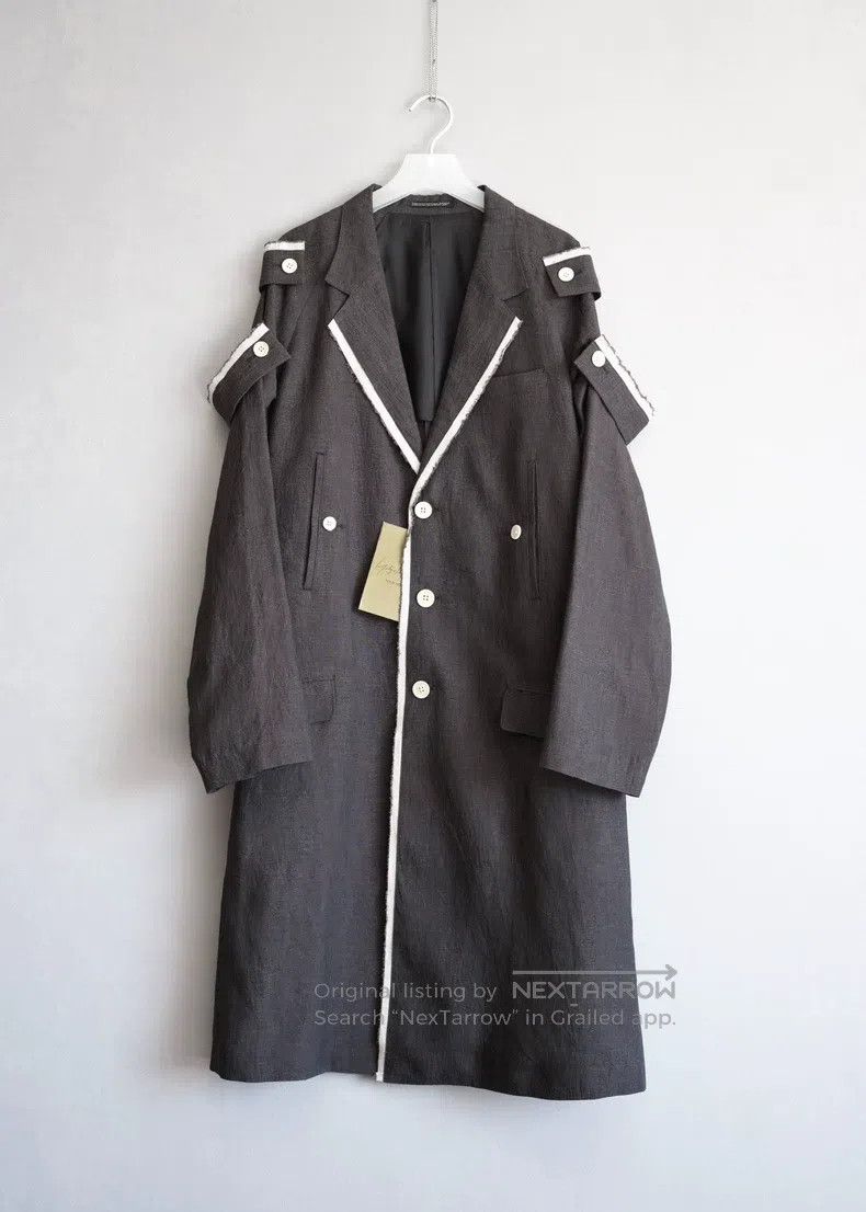 Yohji Yamamoto Yohji Yamamoto Shoulder Patch White Edge Linen Coat Size US S / EU 44-46 / 1 - 1 Thumbnail