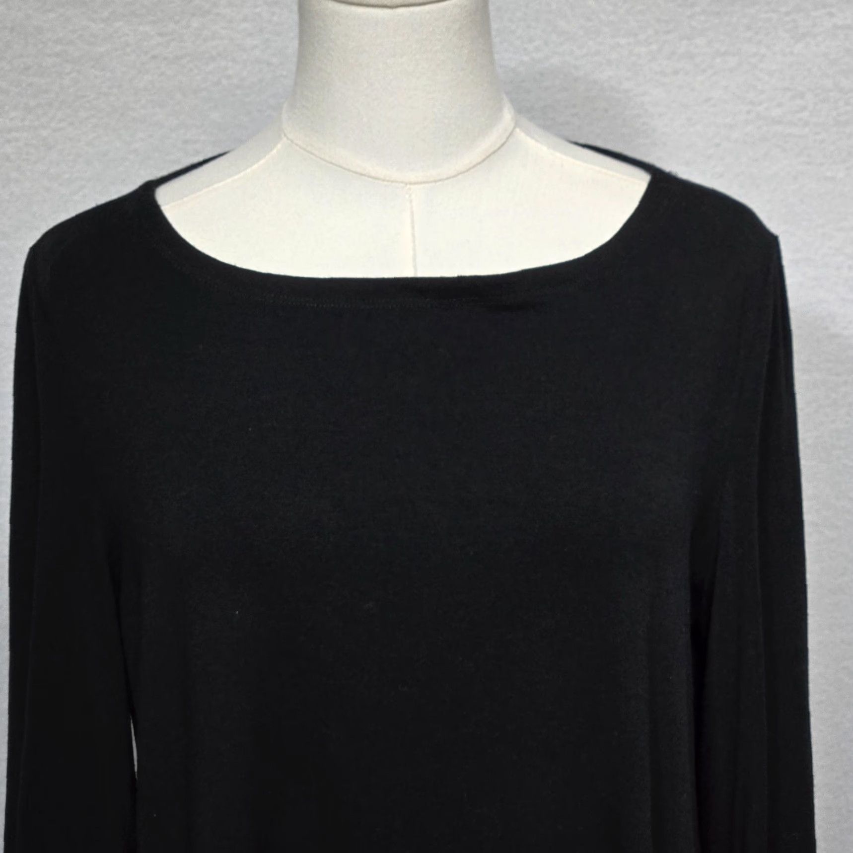 Eileen Fisher Eileen Fisher Tunic Top Womens Small Black Long Sleeve Boat Neck Stretch Pullover Regular XS? Size S / US 4 / IT 40 - 3 Thumbnail