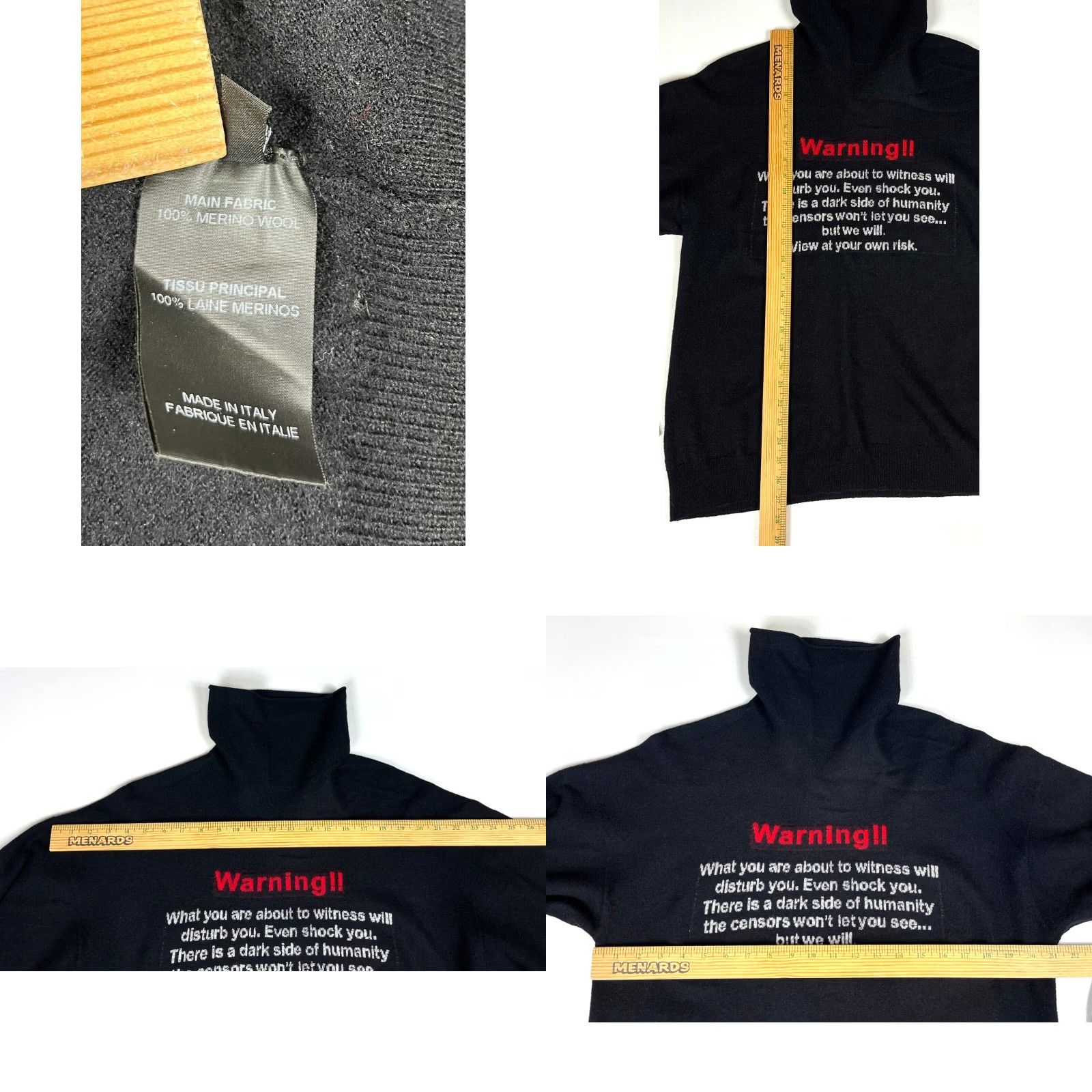 Vetements VETEMENTS Unisex Adult Turtle-Neck Sweater M Merino Wool Black Pullover Knit 100% Merino Wool Designer Streetwear, Oversized, Italy, 1990s? Size US M / EU 48-50 / 2 - 10 Thumbnail