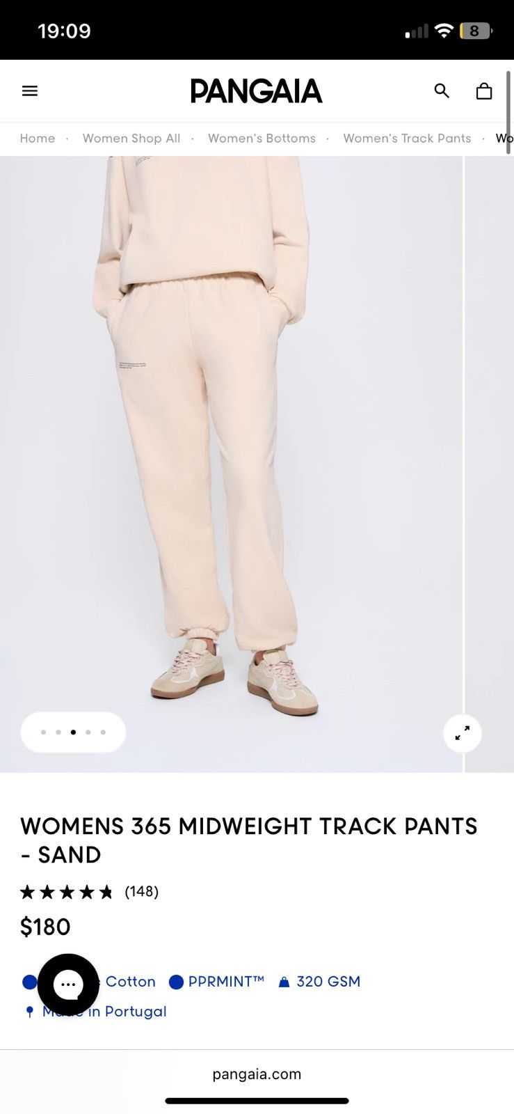Pangaia Pangaia XS Organic Cotton Track Pants Cream Size 26" / US 2 / IT 38 - 2 Thumbnail